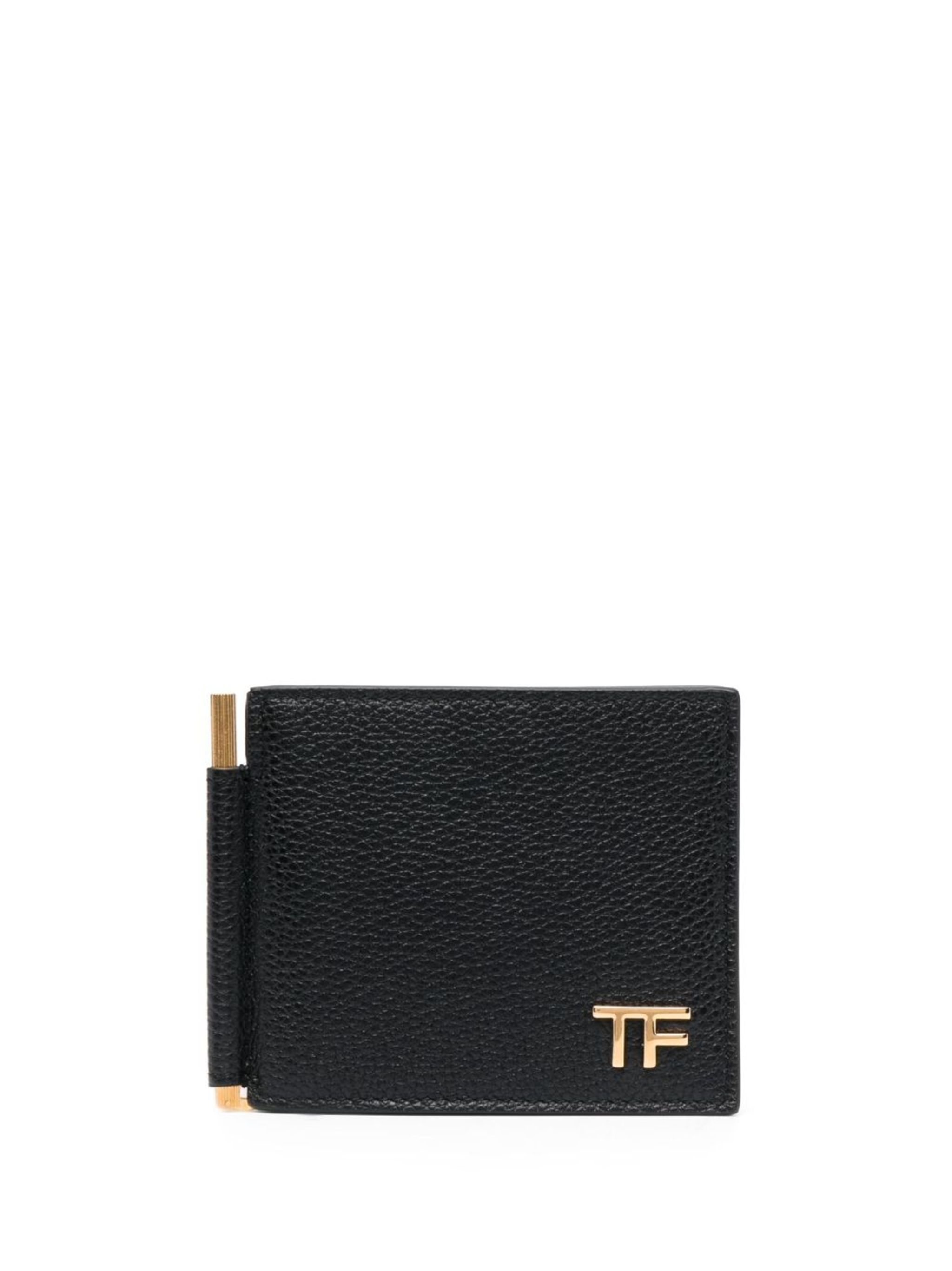 Wallet with Bill Clip Black Grained Calfskin with CD Icon