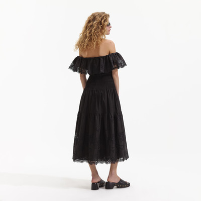 self-portrait Black Cotton Midi Dress outlook