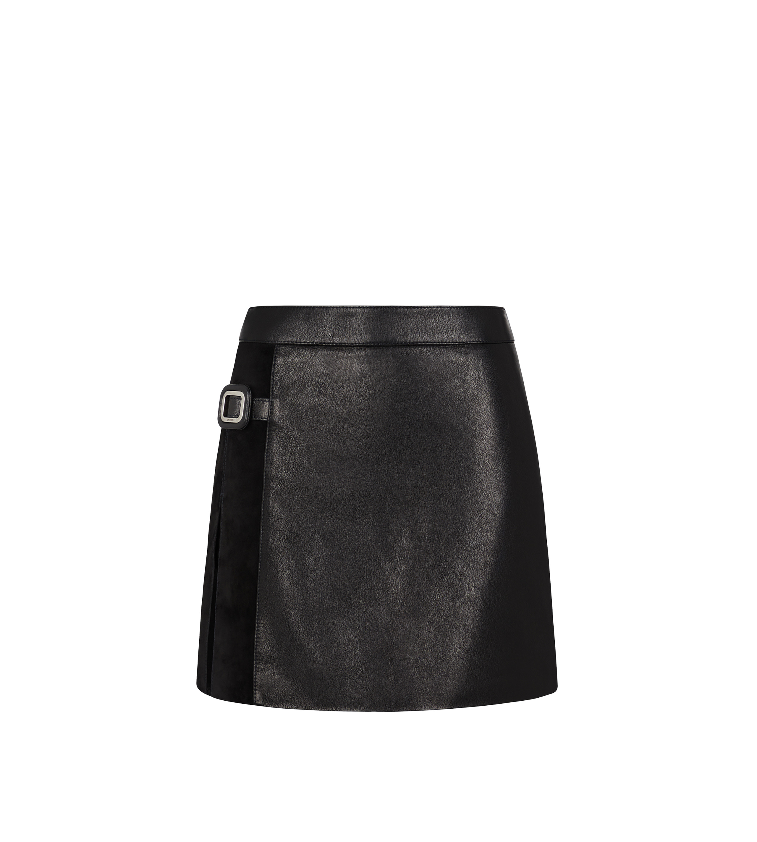 SHINY GOAT PLONGE' AND CASHMERE SUEDE MINI SKIRT - 1