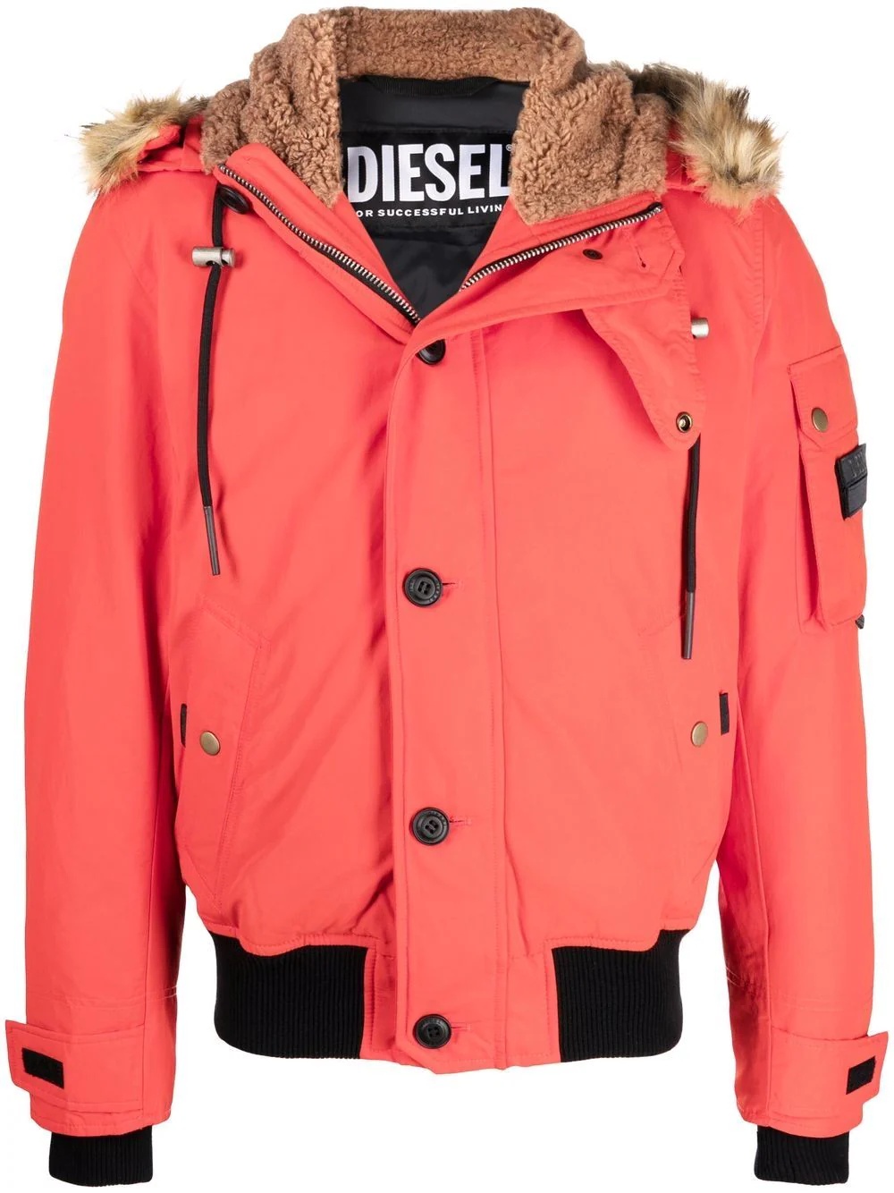 faux fur-trimmed hood parka - 1