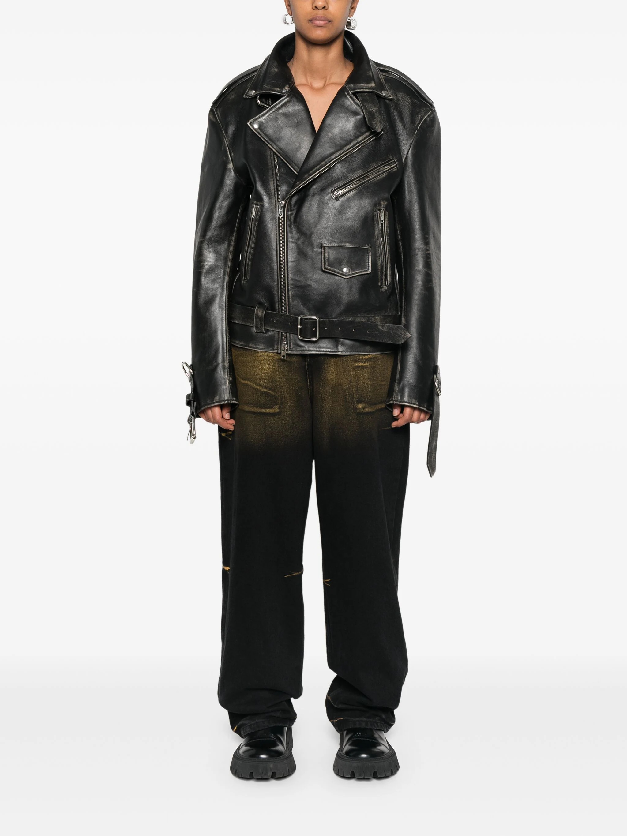 VETEMENTS - Unisex Distressed Bondage Leather Jacket - 4