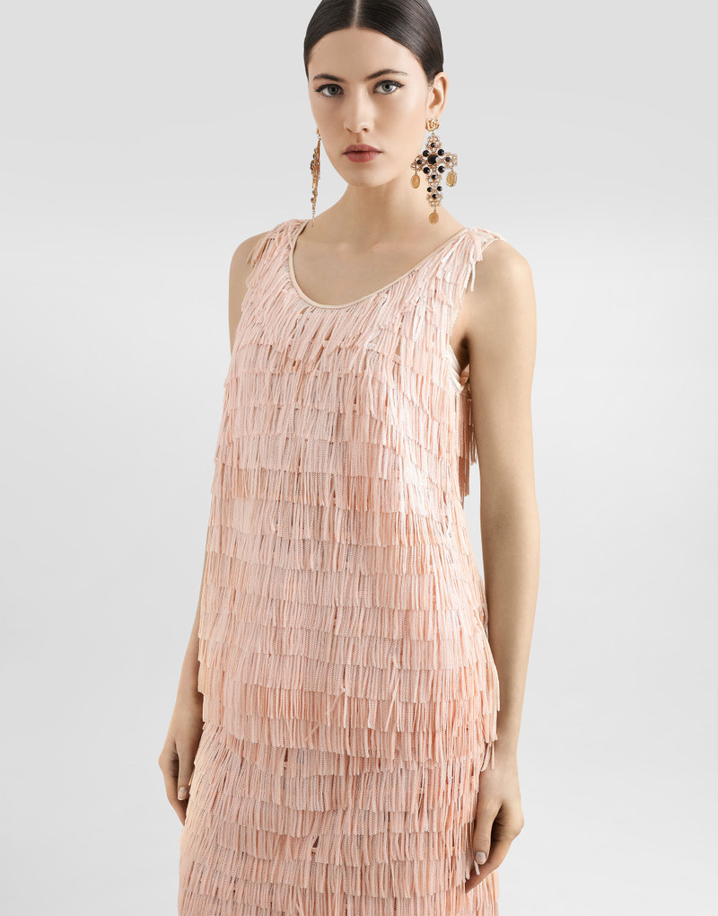 Sleeveless top with sequined fringe embellishment 4