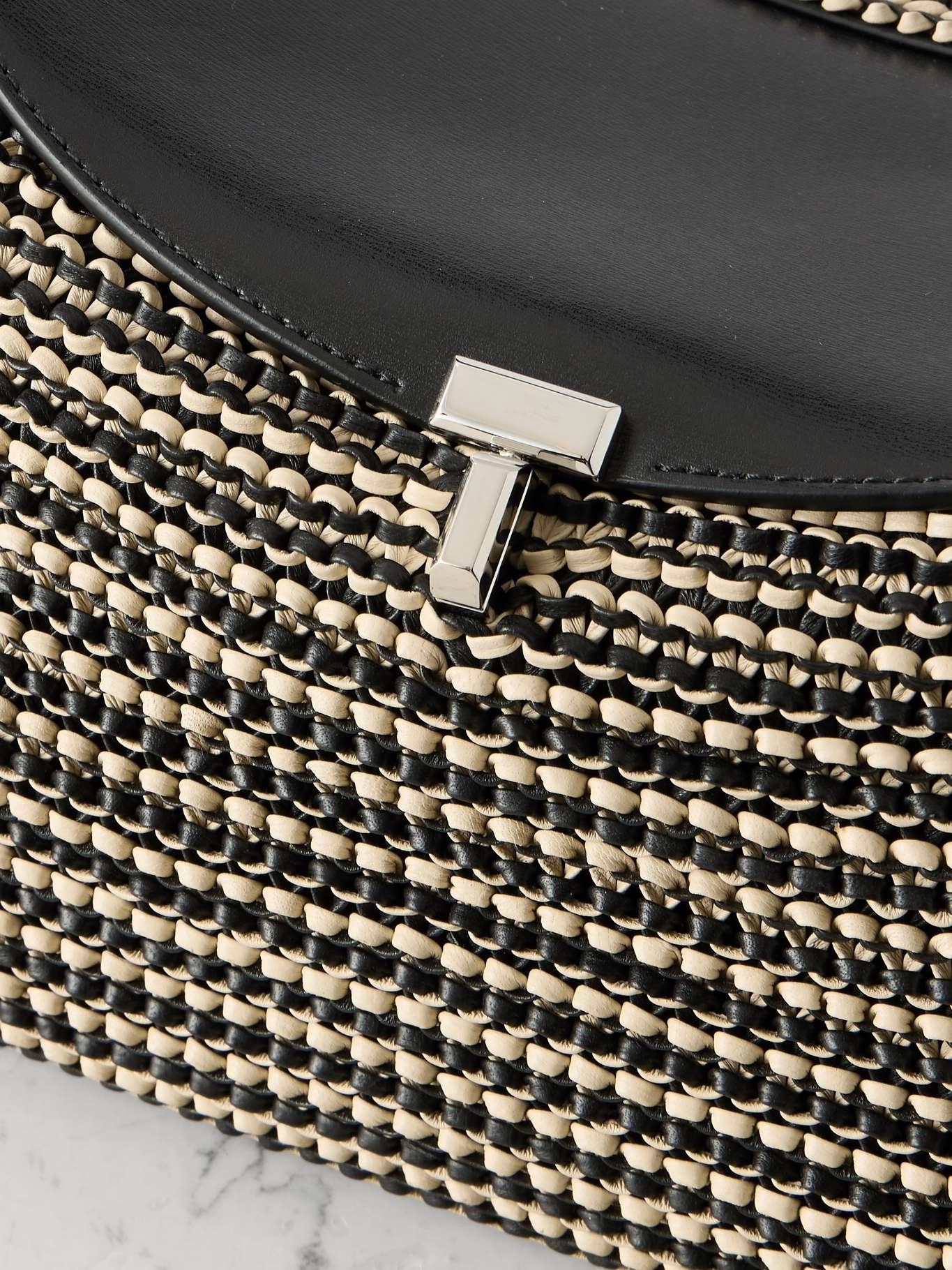 T-Lock woven leather shoulder bag Black - 4