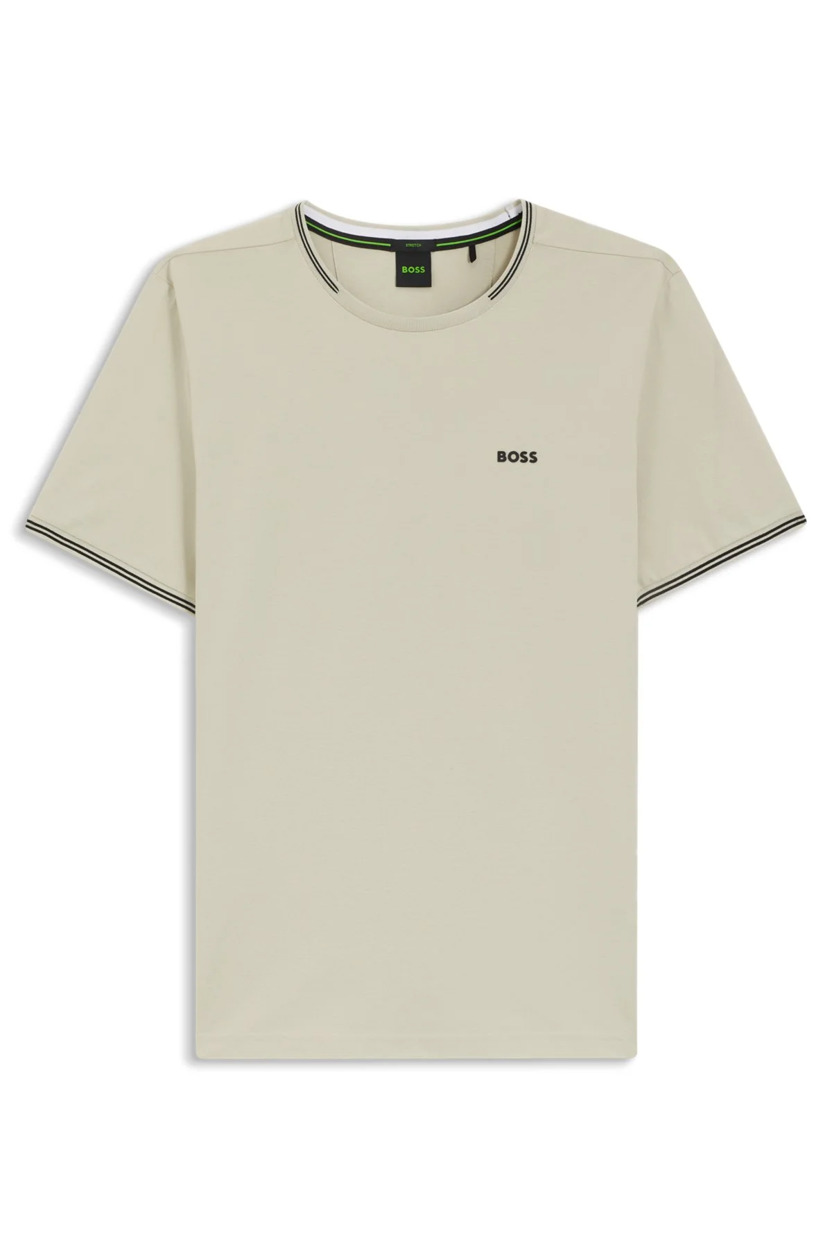 STRETCH-COTTON T-SHIRT WITH STRIPES AND LOGO - 1