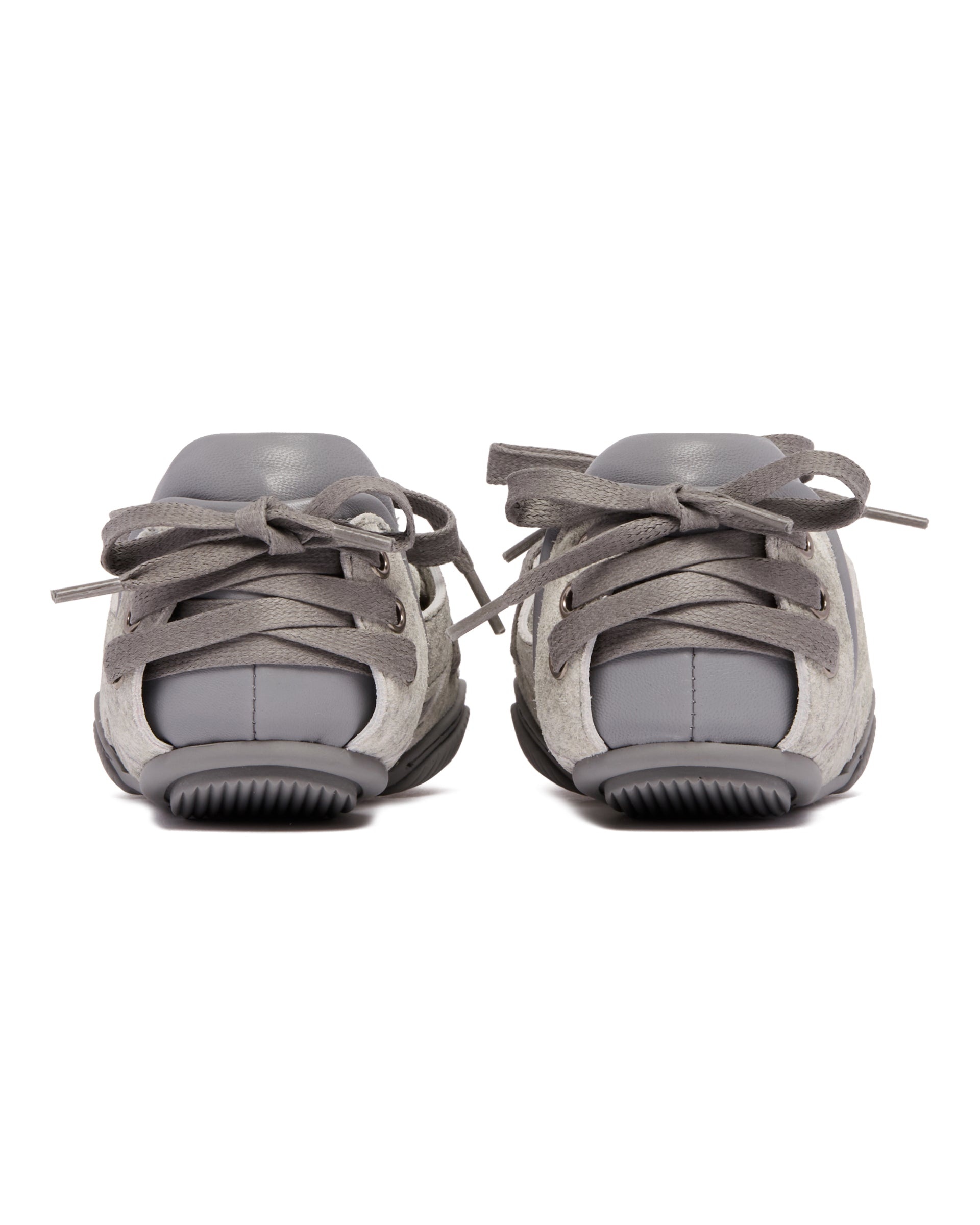 Gray Leather Lace-Up Shoes - 6