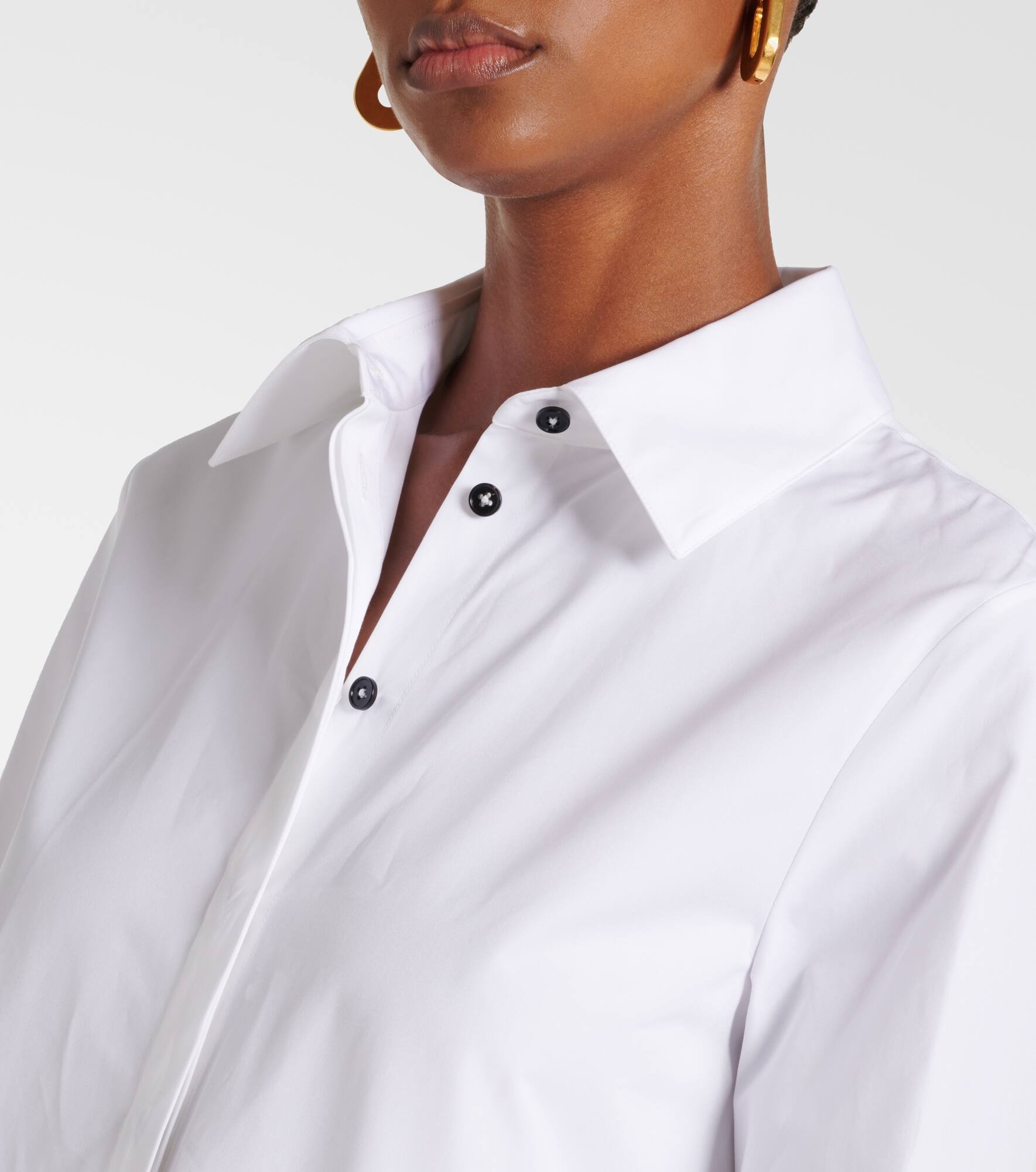 Gathered cotton poplin shirt dress - 8