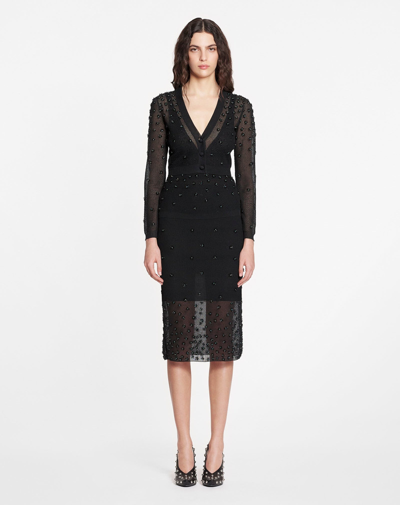 Lanvin SHEER EMBROIDERED-MESH FITTED CARDIGAN outlook