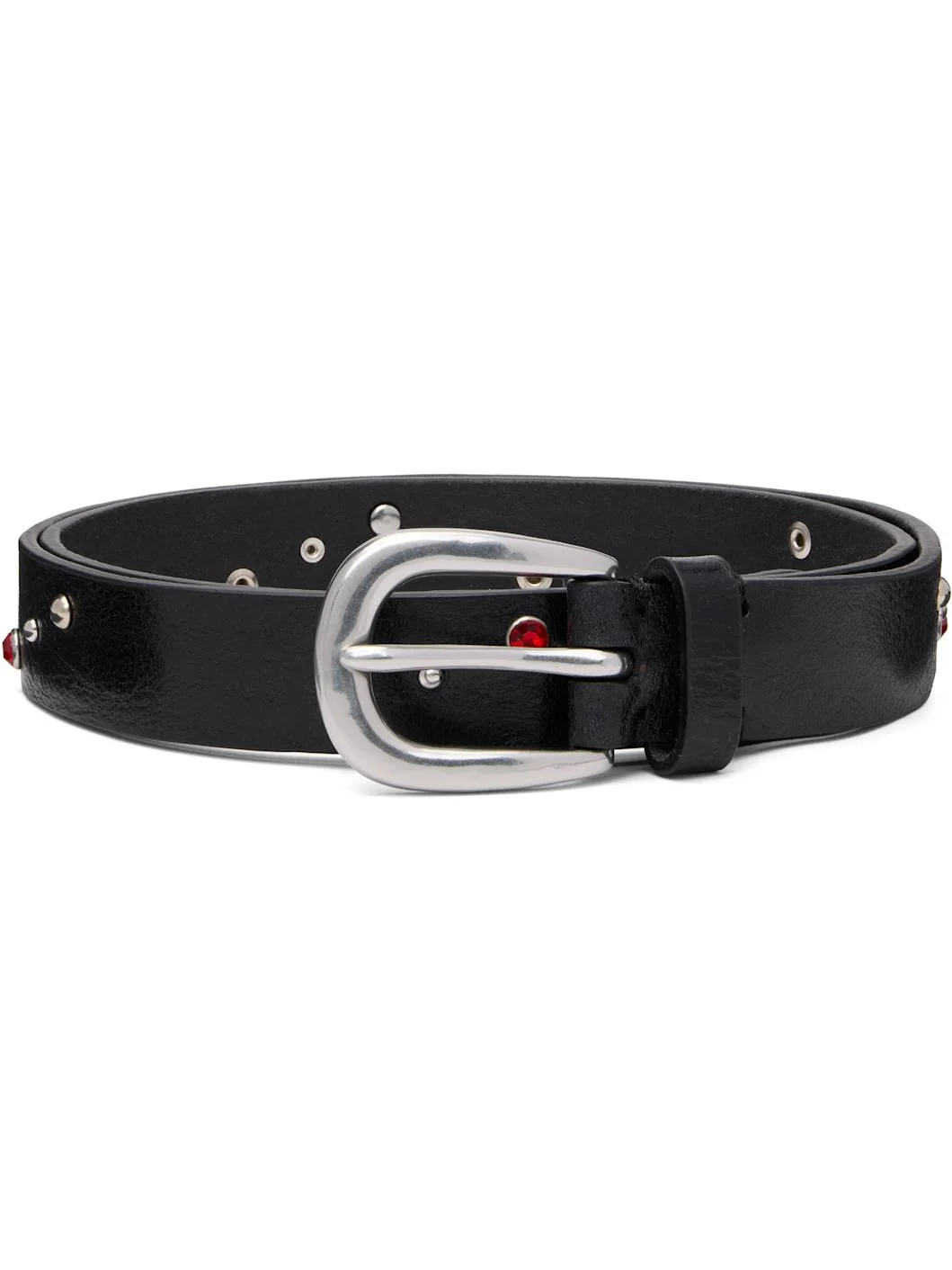 Black Leather Studded Belt - 1