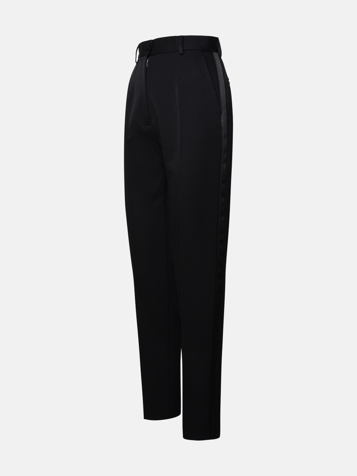 BLACK VIRGIN WOOL BLEND TROUSERS - 2