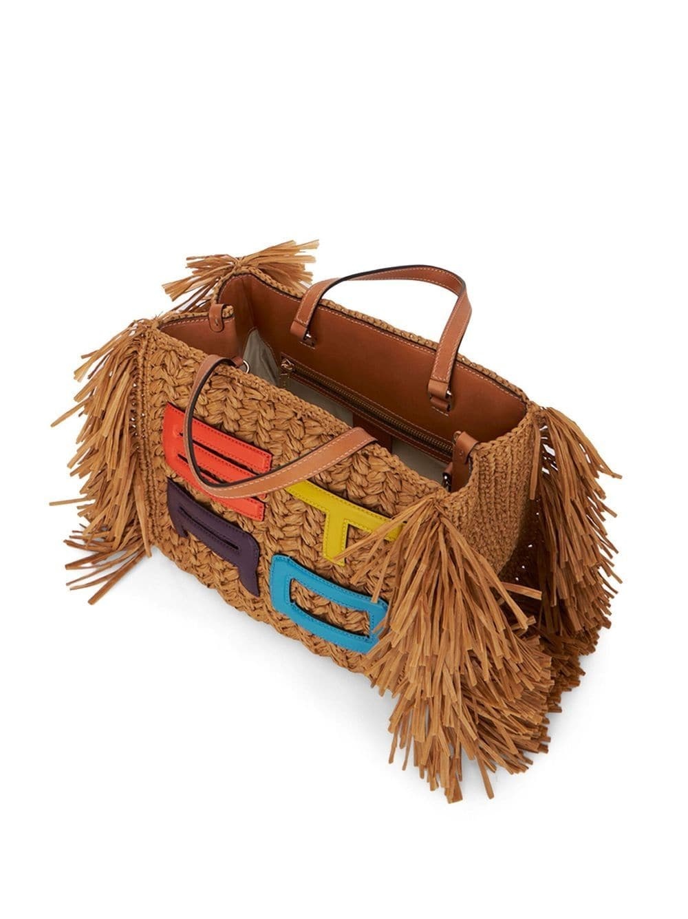 embroidered-logo woven tote bag - 3