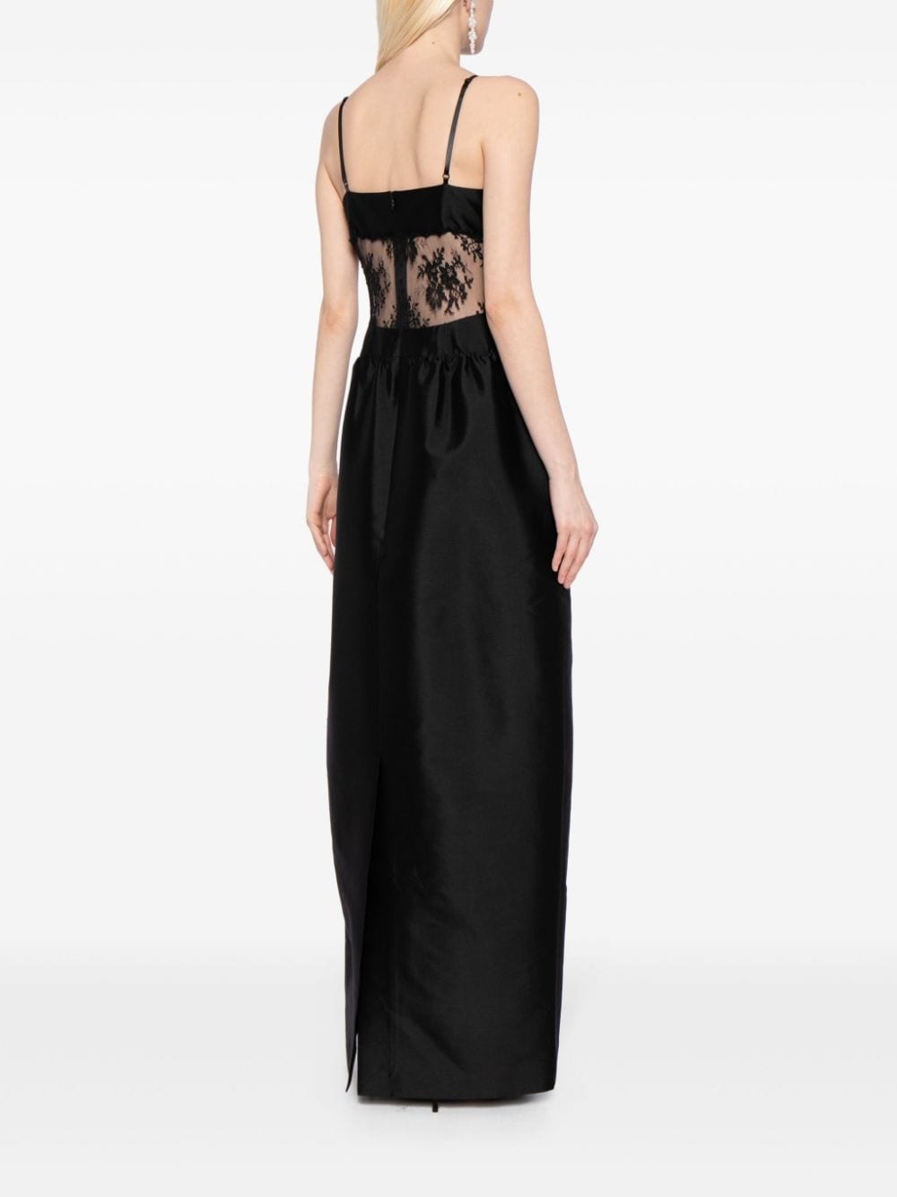 sheer lace-panelled gown - 4