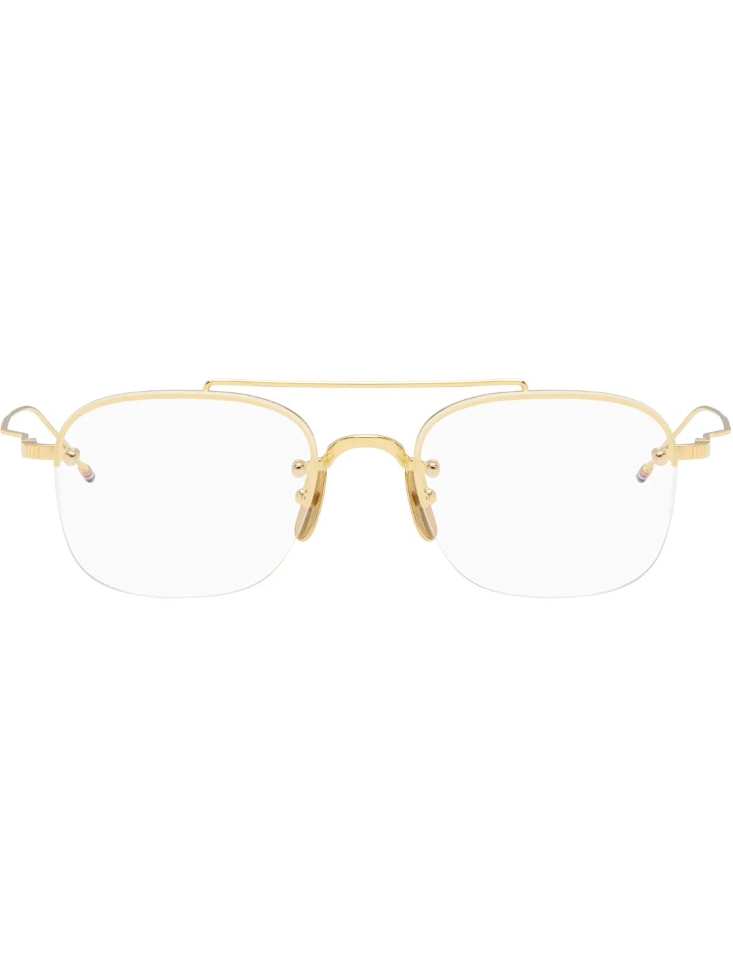 Gold Titanium Semi-Rimless Pilot Glasses - 1