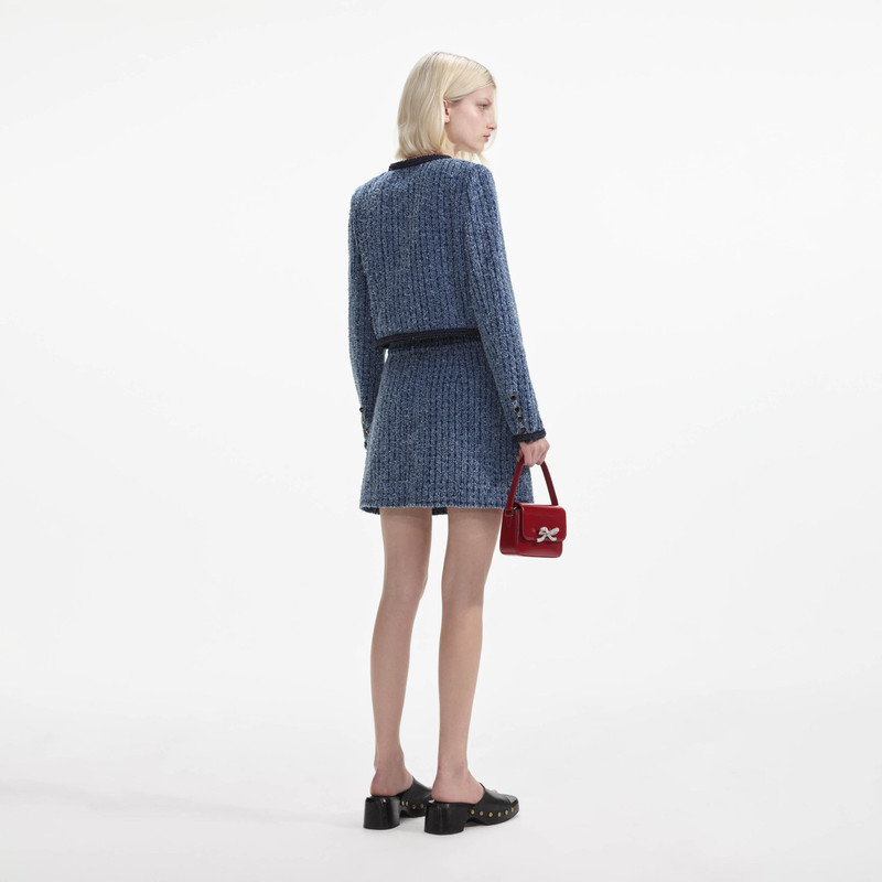 self-portrait Textured Denim Jacket outlook