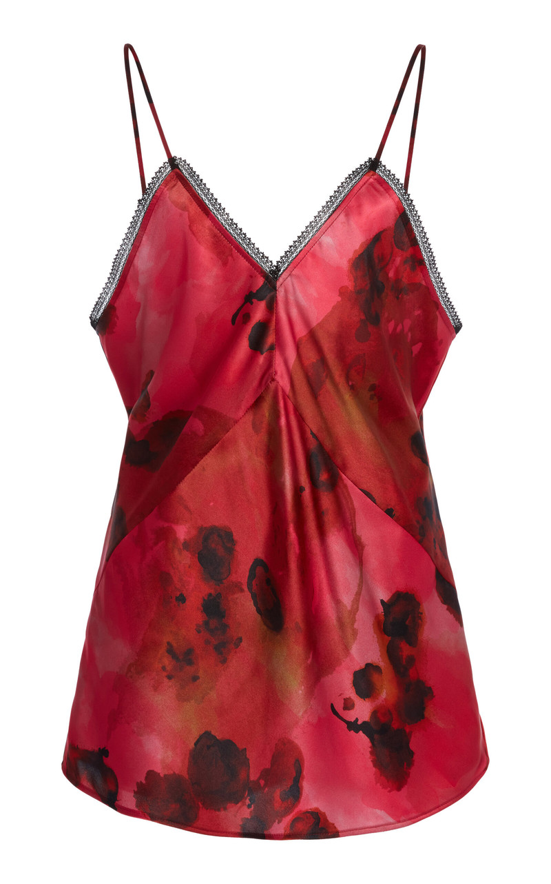 Lace Trimmed Satin Top multi 1