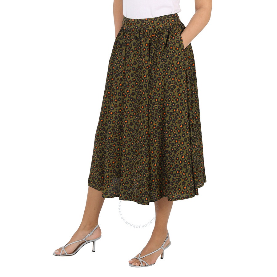 Kenzo Ladies Khaki Ditsy Floral Print Midi Skirt - 5
