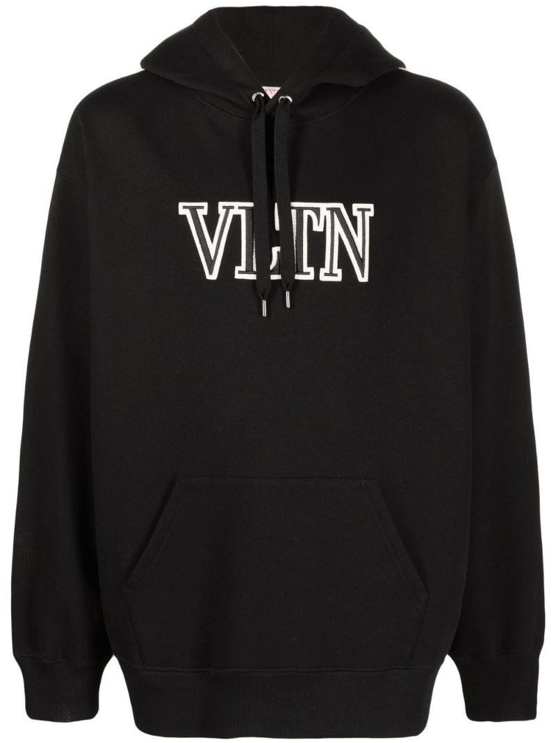 logo-print cotton hoodie - 2