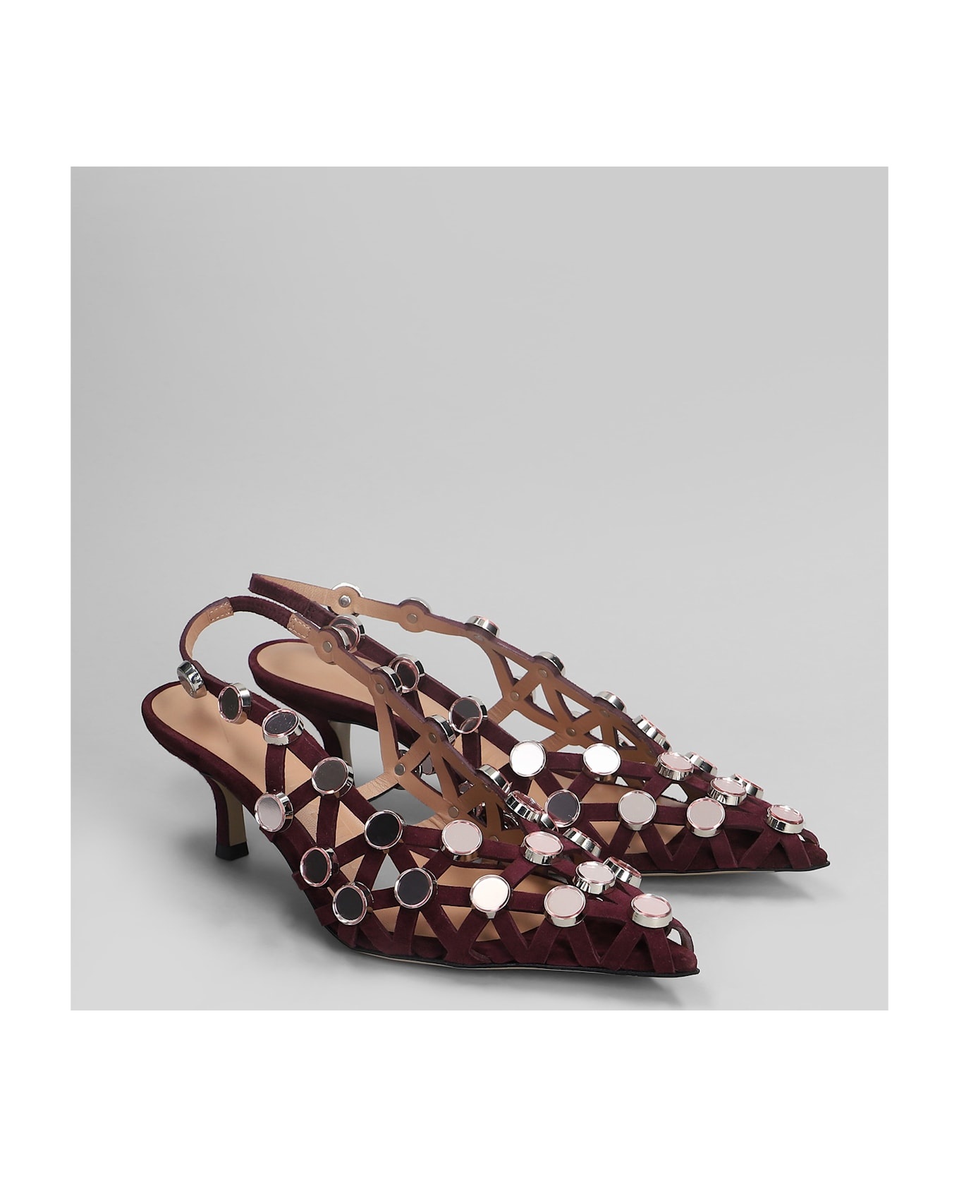 Grid Pumps In Bordeaux Suede - 2
