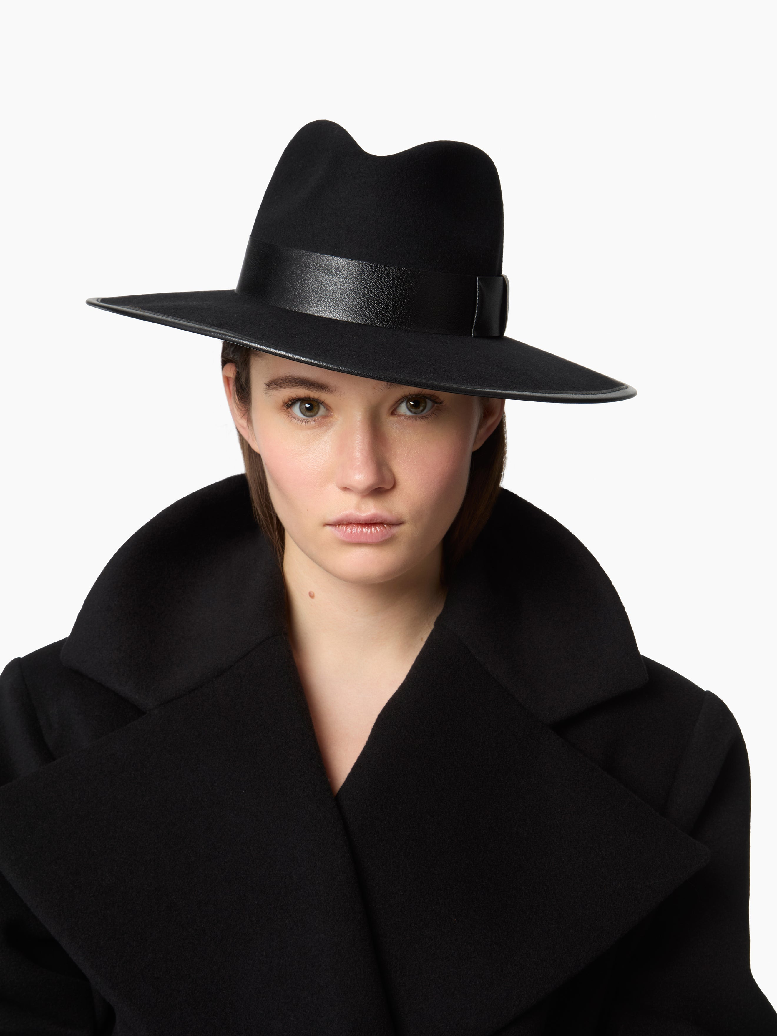 Black Felt Wool Fedora Hat - 2