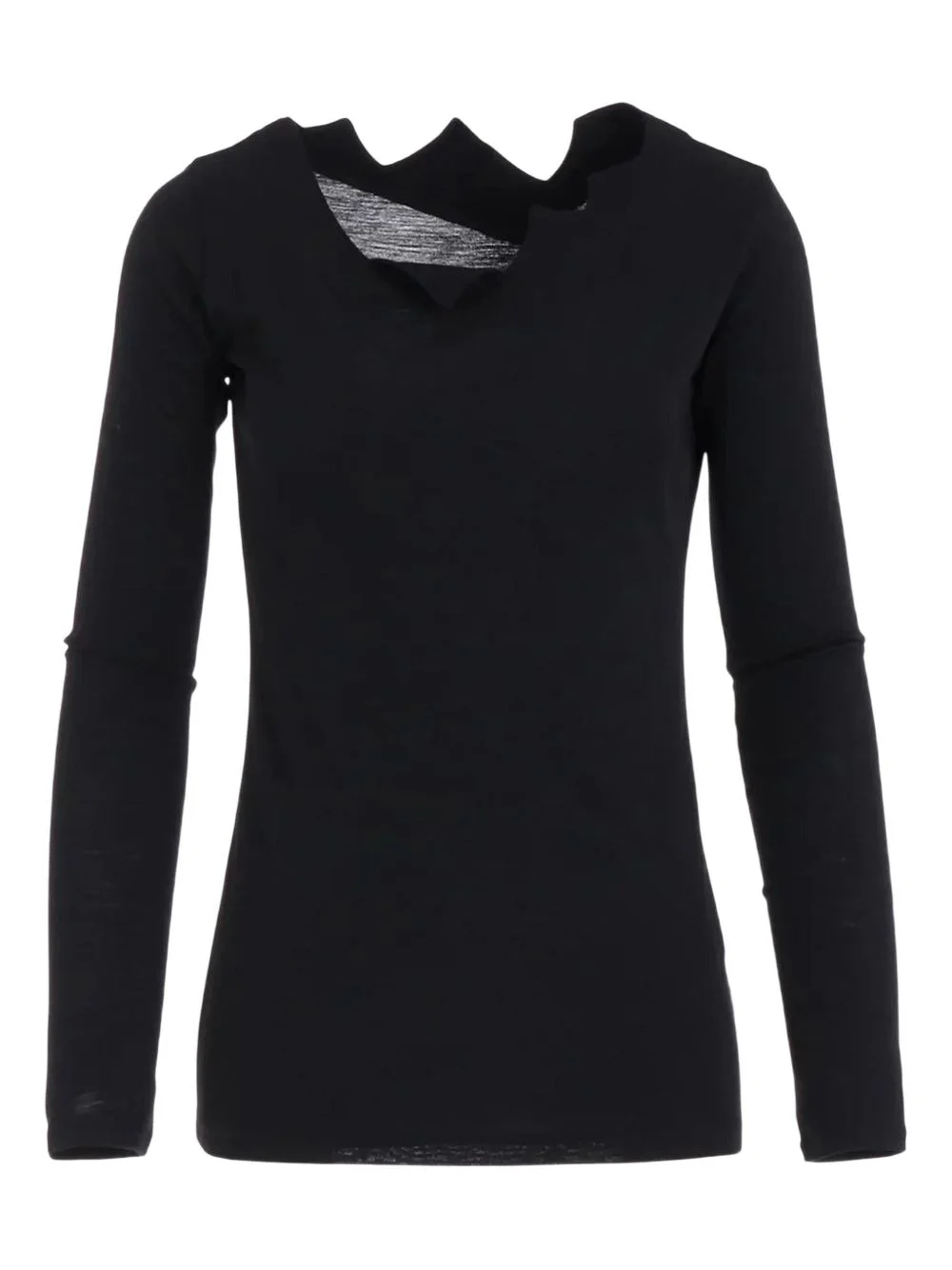 zig-zag neckline long-sleeves top - 1