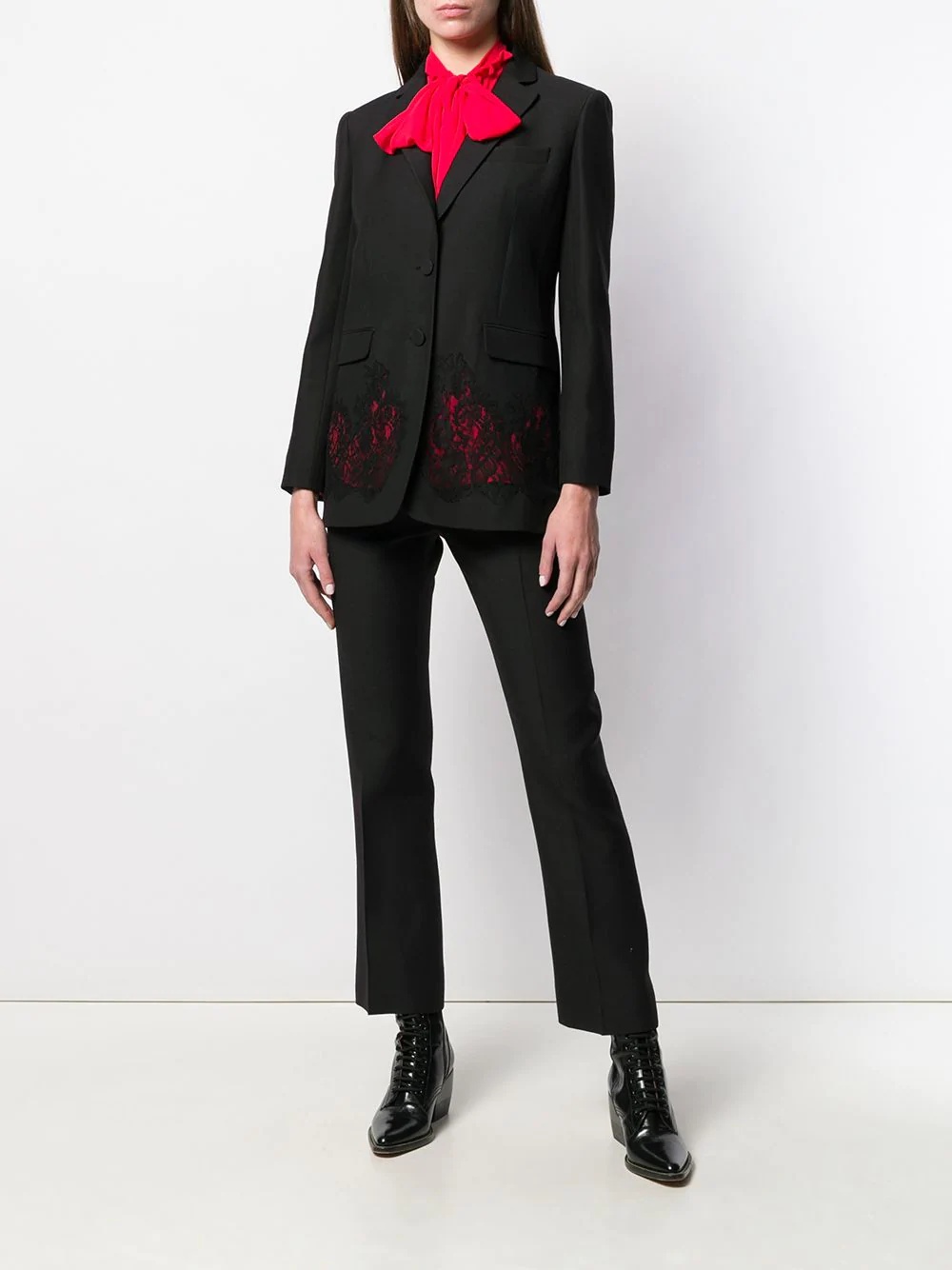 lace panel blazer - 2