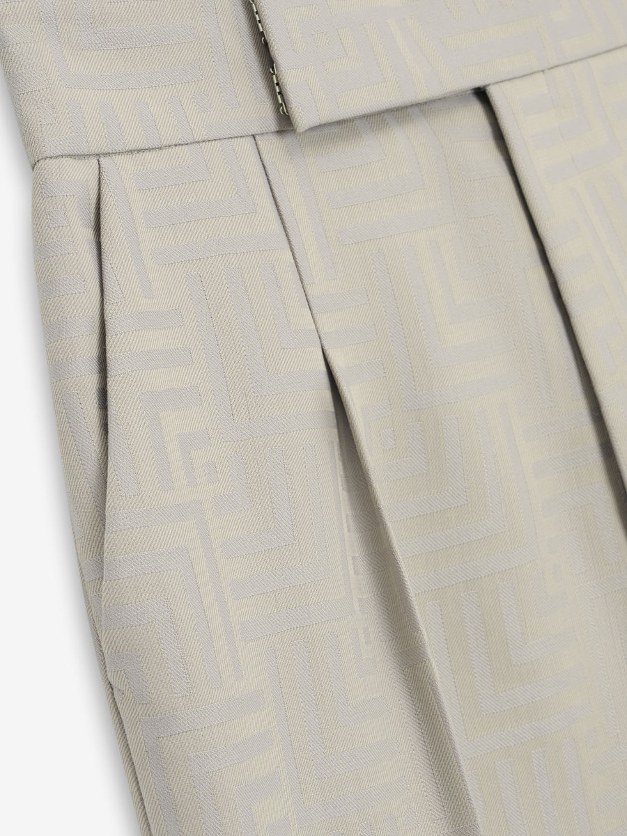 Wool Jacquard Tapered Trouser - 3