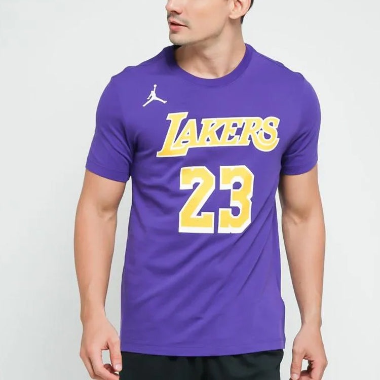 Air Jordan NBA Statement Edition Los Angeles Lakers LeBron James No. 23 Basketball Sports Short Slee - 4