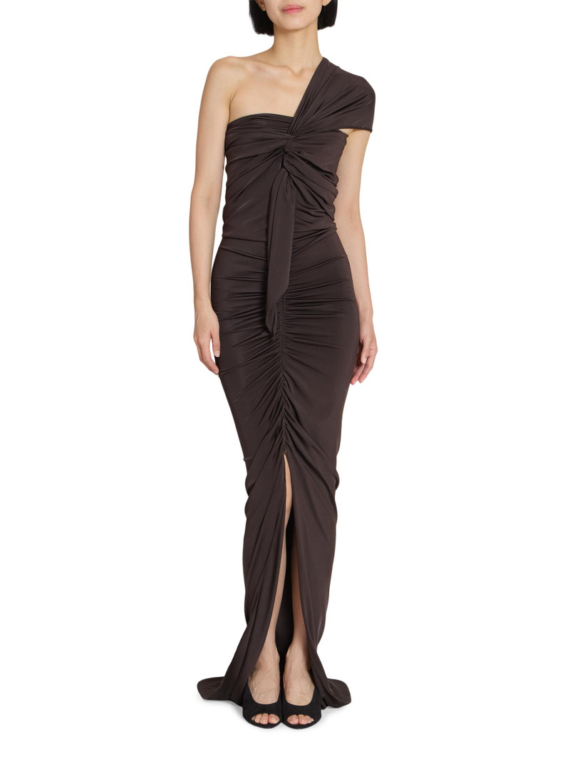 Women's One-Shoulder Satin Jersey Gown - Marron Chaud 3