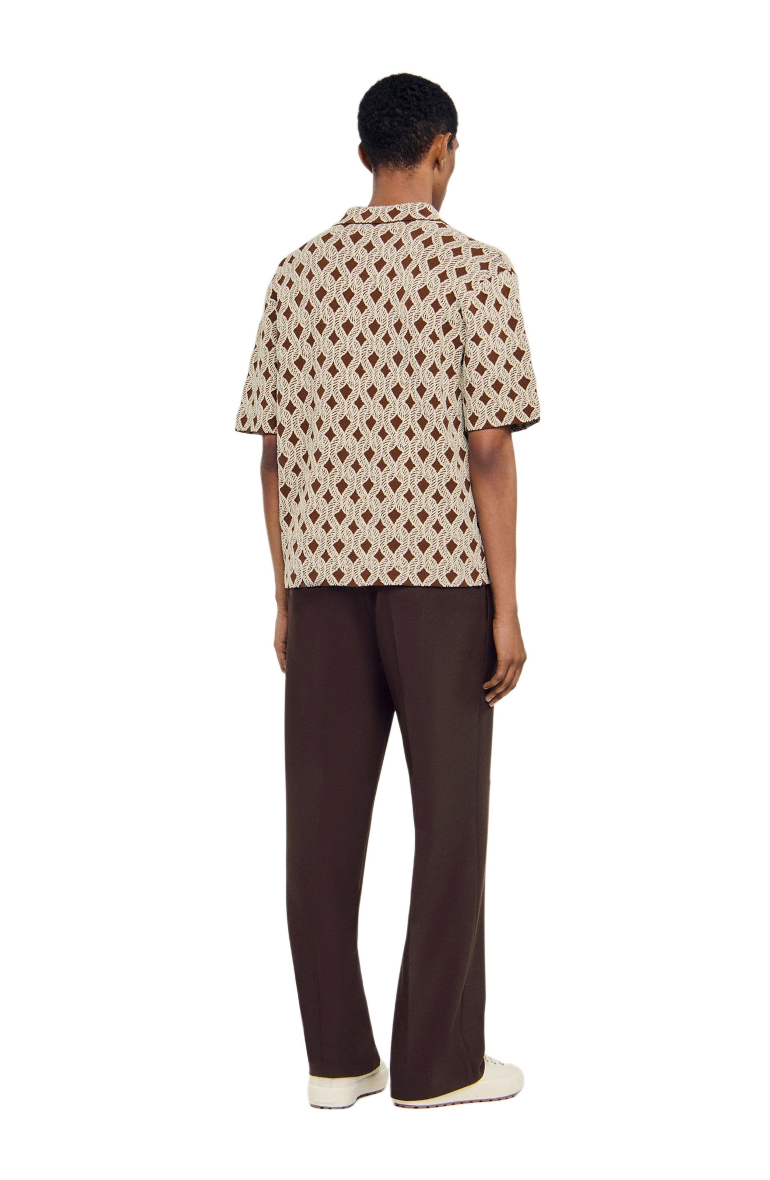 SANDRO Rope jacquard cardigan shirt in Butter Cream at Nordstrom - 2