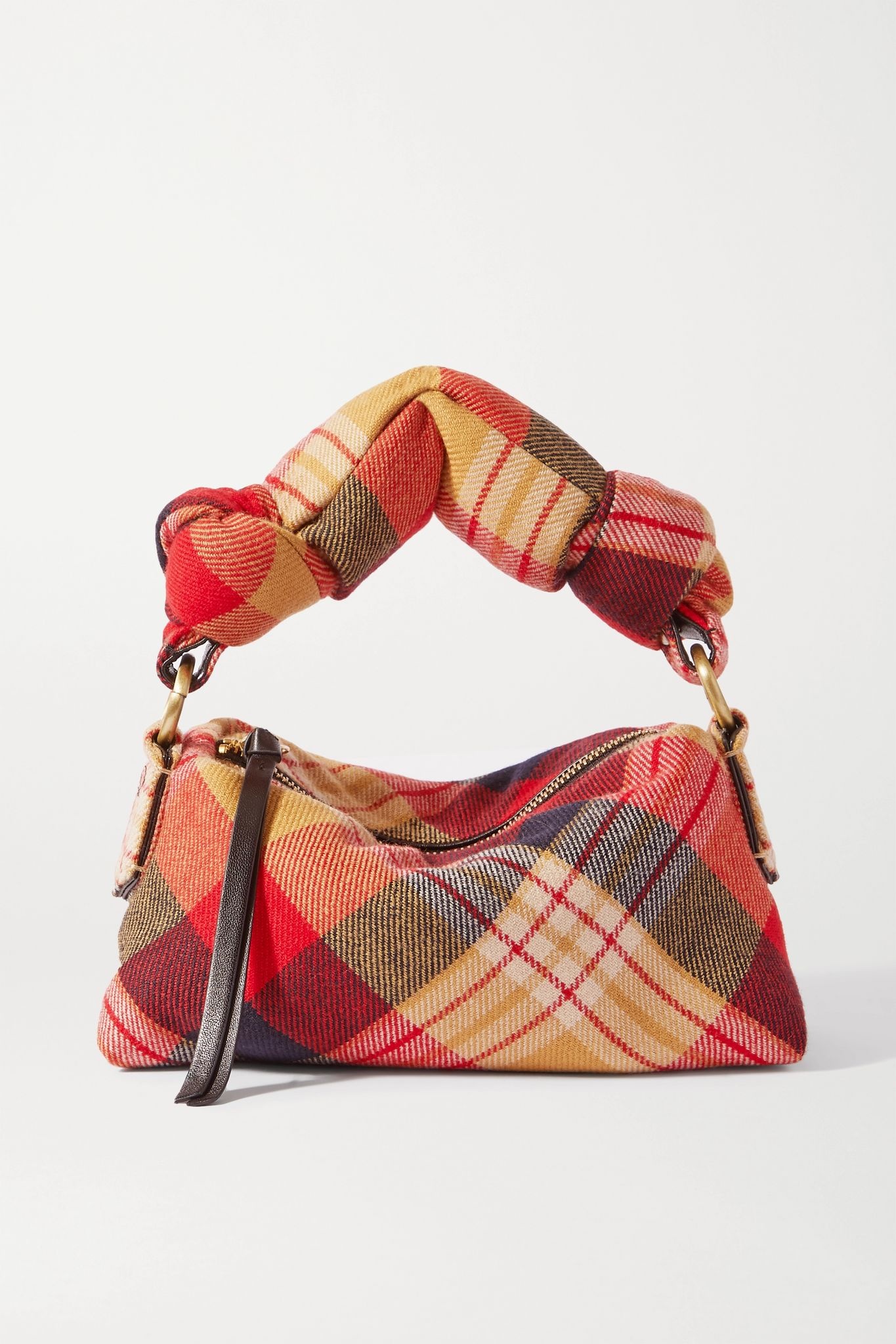 Pillow small tartan wool-blend flannel tote - 1