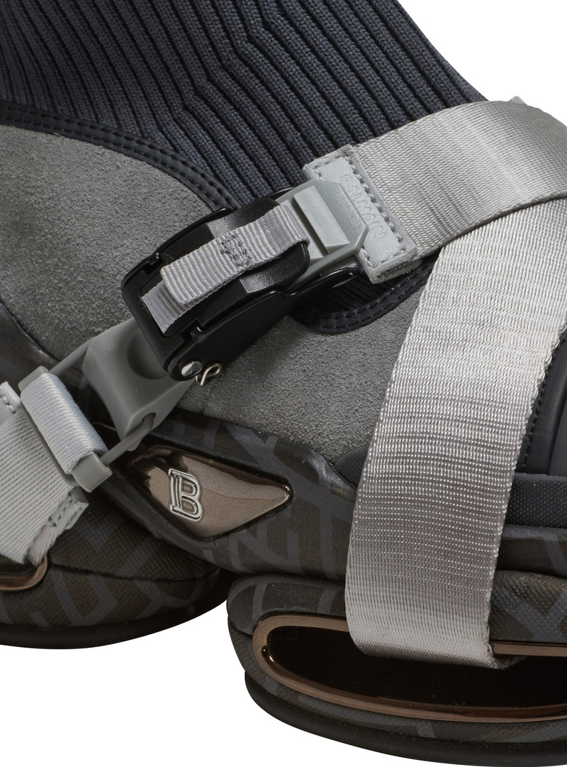 B-Bold knit and suede high-top trainers with strap 6
