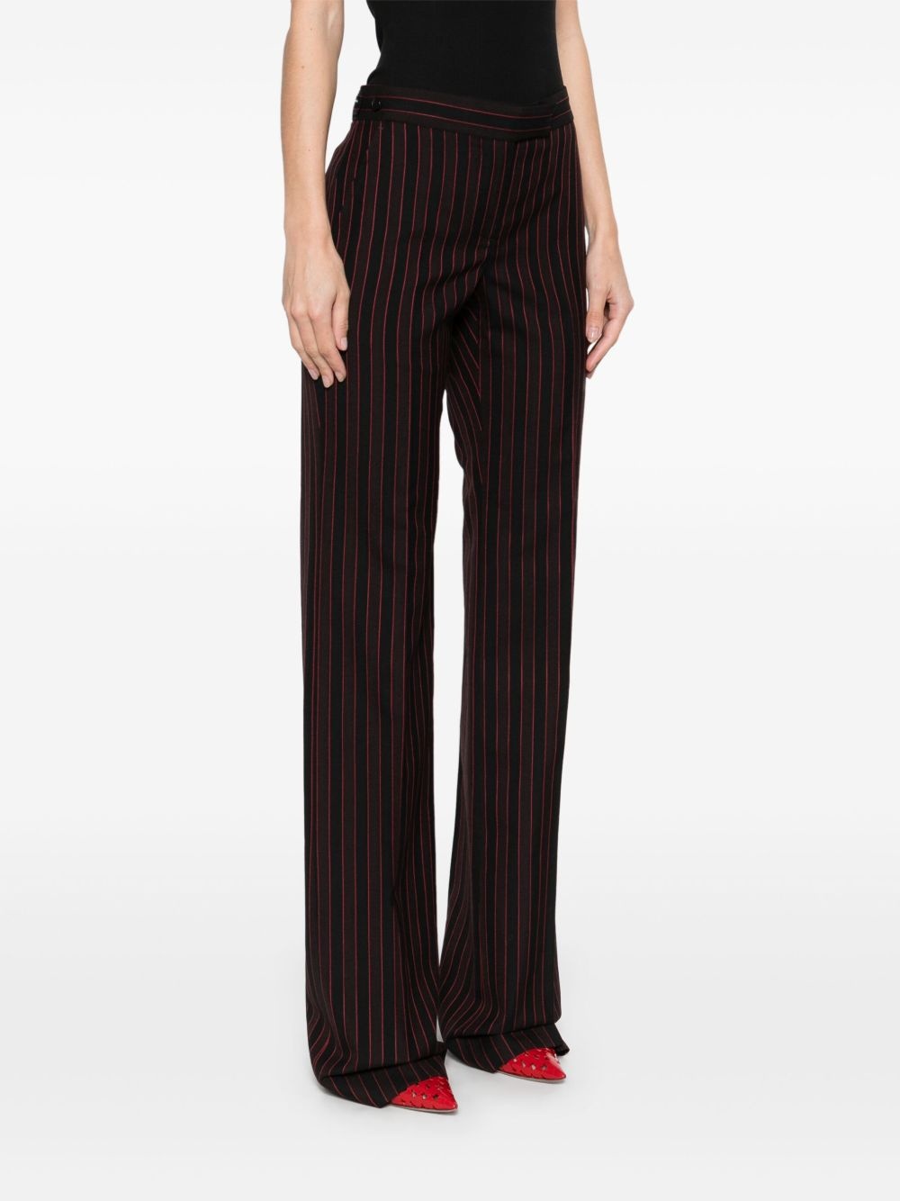 pinstriped low-sise trousers - 3