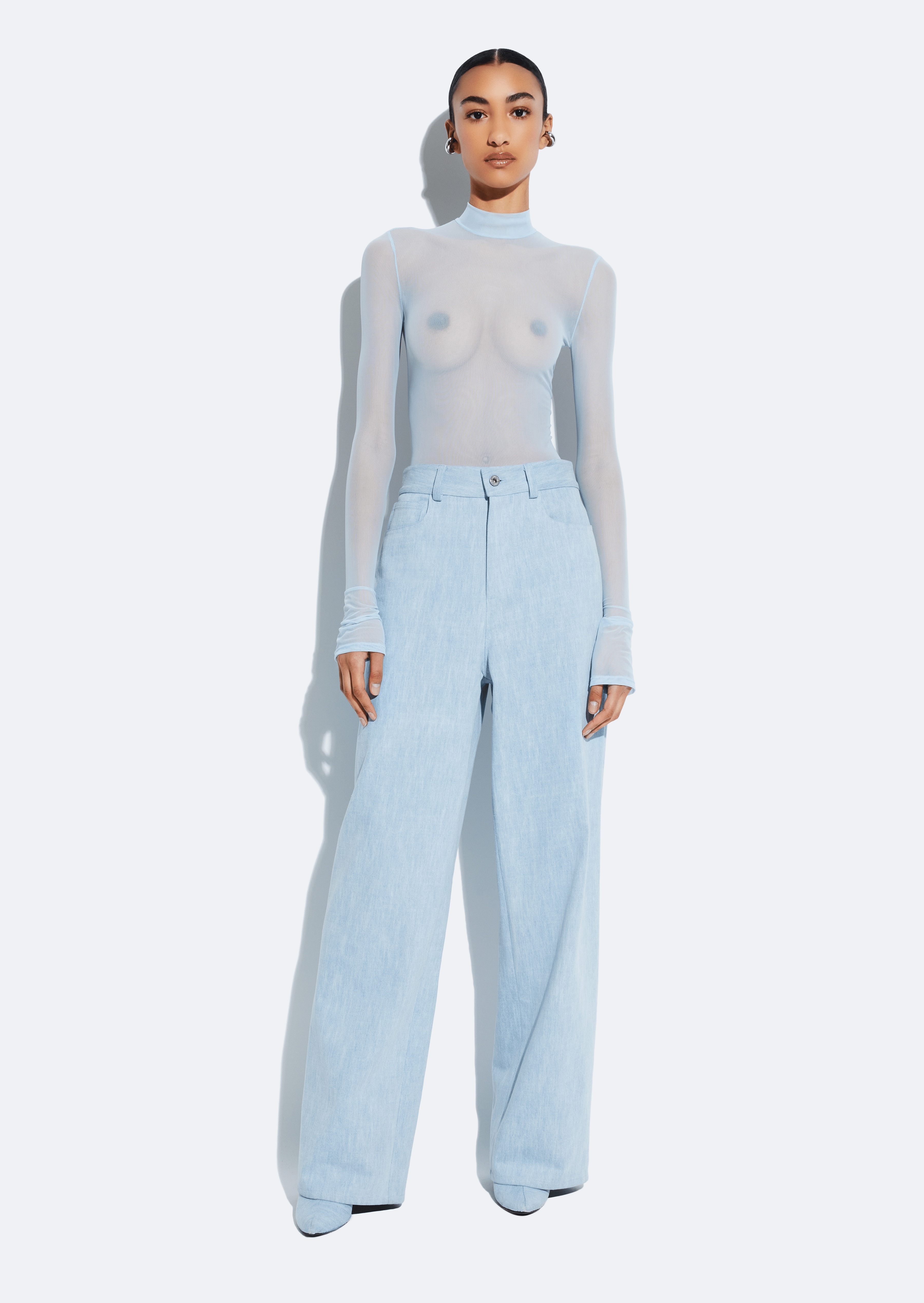 Washed Denim Straight Leg Pant - 2