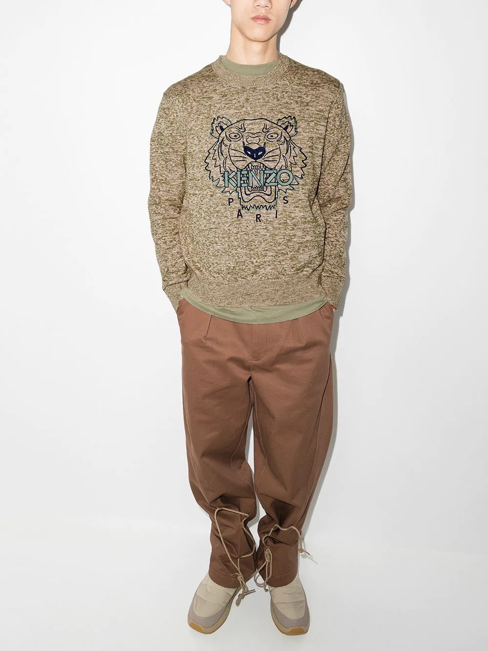 tiger-embroidered crew-neck jumper - 5