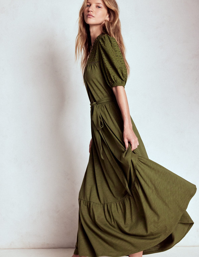 Lorelei Broderie Jersey Dress-Woodland Green 7