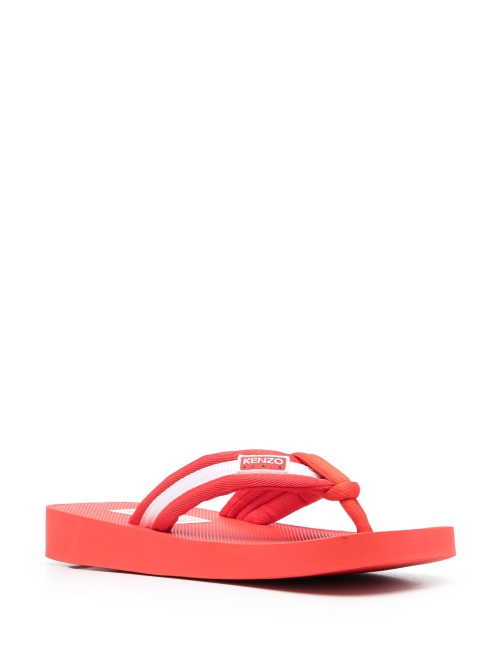 logo-patch striped flip flops - 2