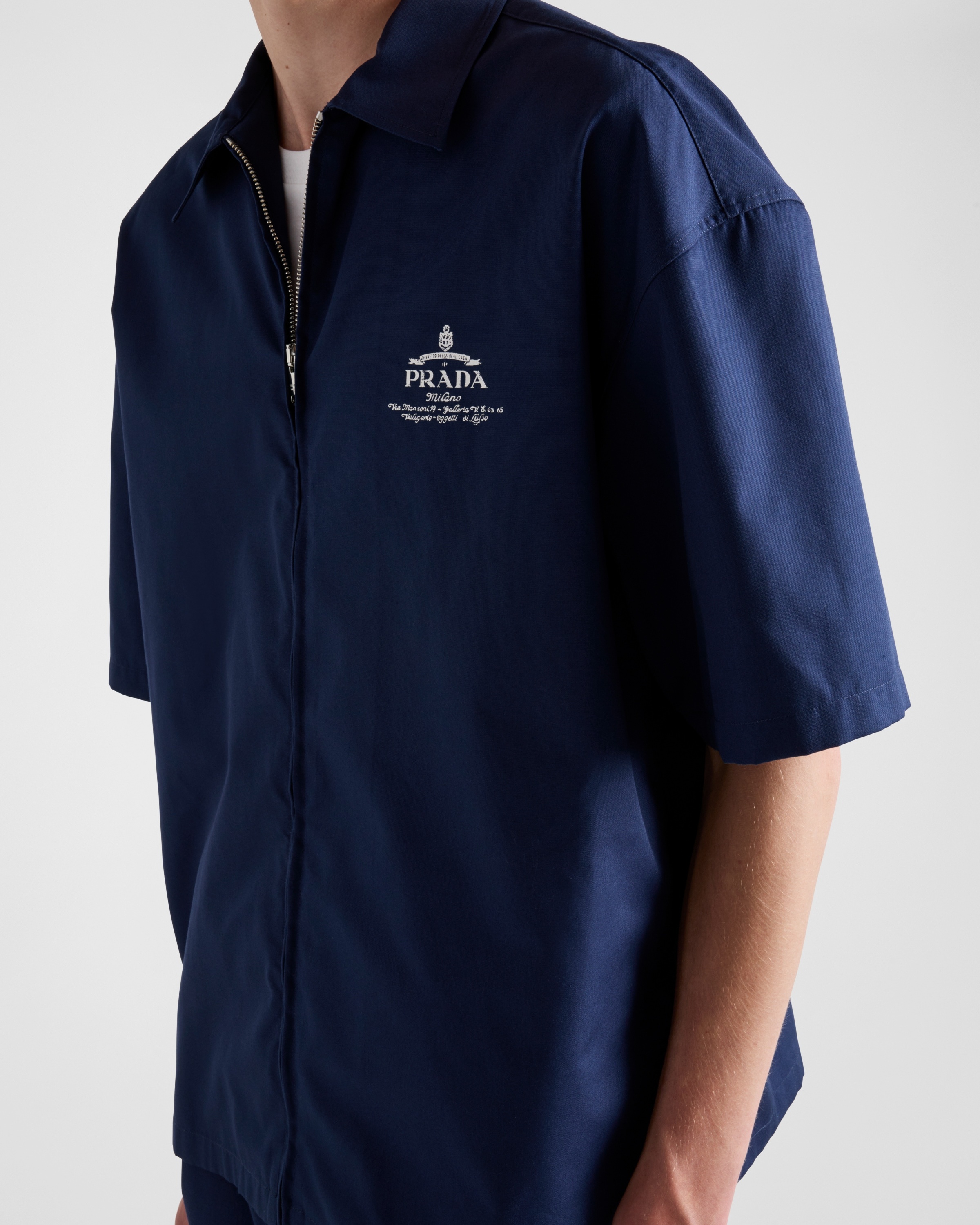 Prada Short-sleeved technical cotton shirt | REVERSIBLE Prada Short-sleeved technical cotton shirt | REVERSIBLE