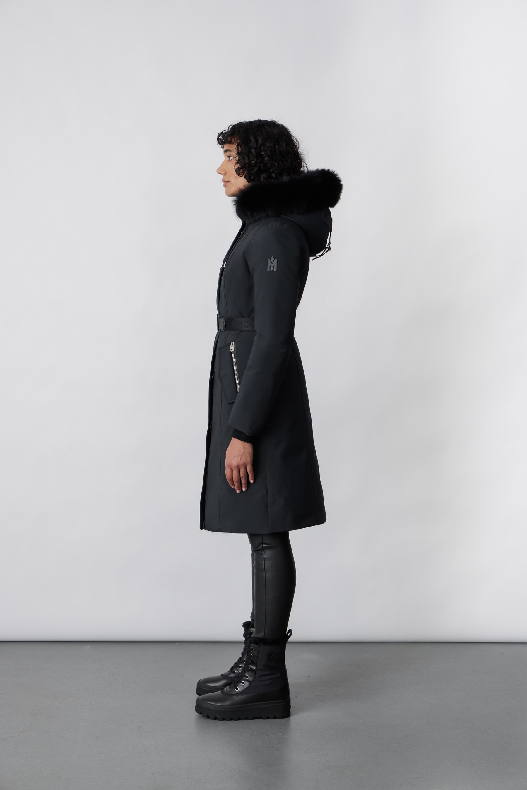 KAILYN Flared down coat with blue fox fur hood - 3
