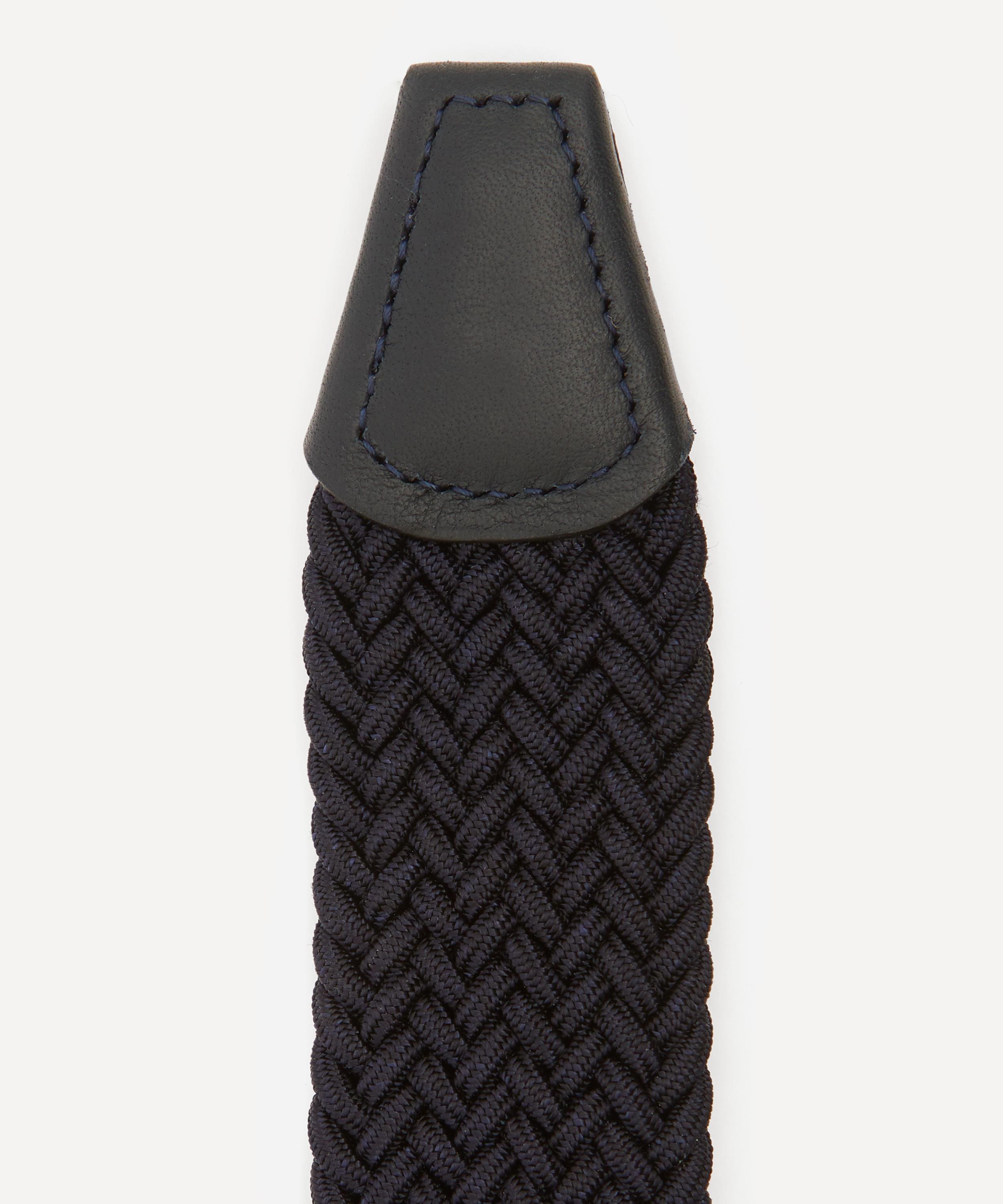 Leather Trimmed Woven-Stretch Belt - 4
