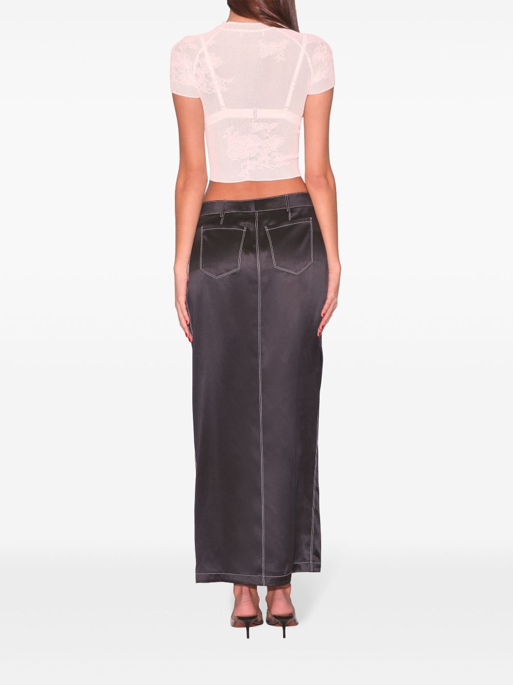 pointelle-knit lace T-shirt - 4