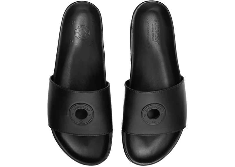 Burberry Burberry x Pop Trading Company Melroy Leather Slide Black outlook