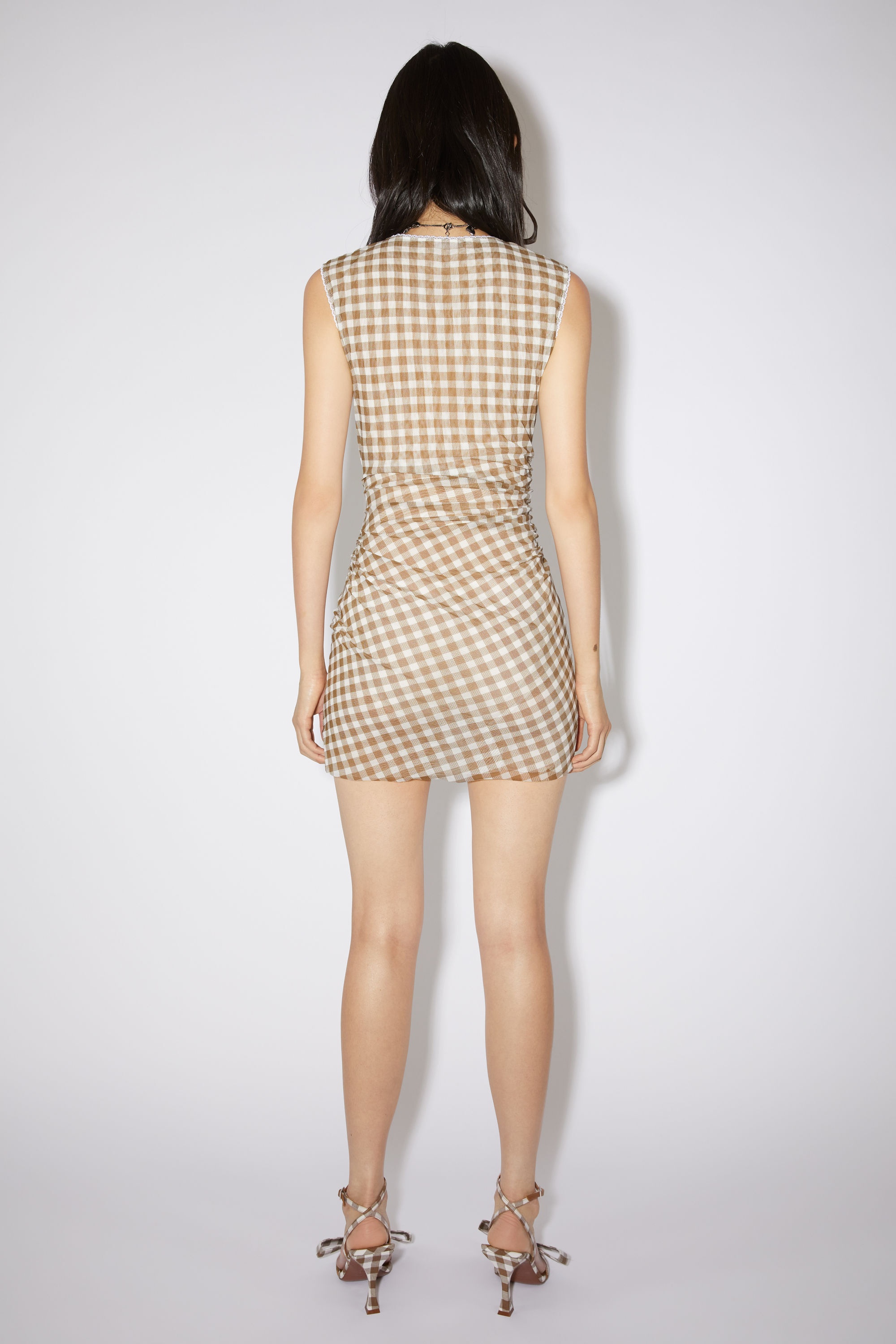 Gingham dress - Cinnamon Brown - 3