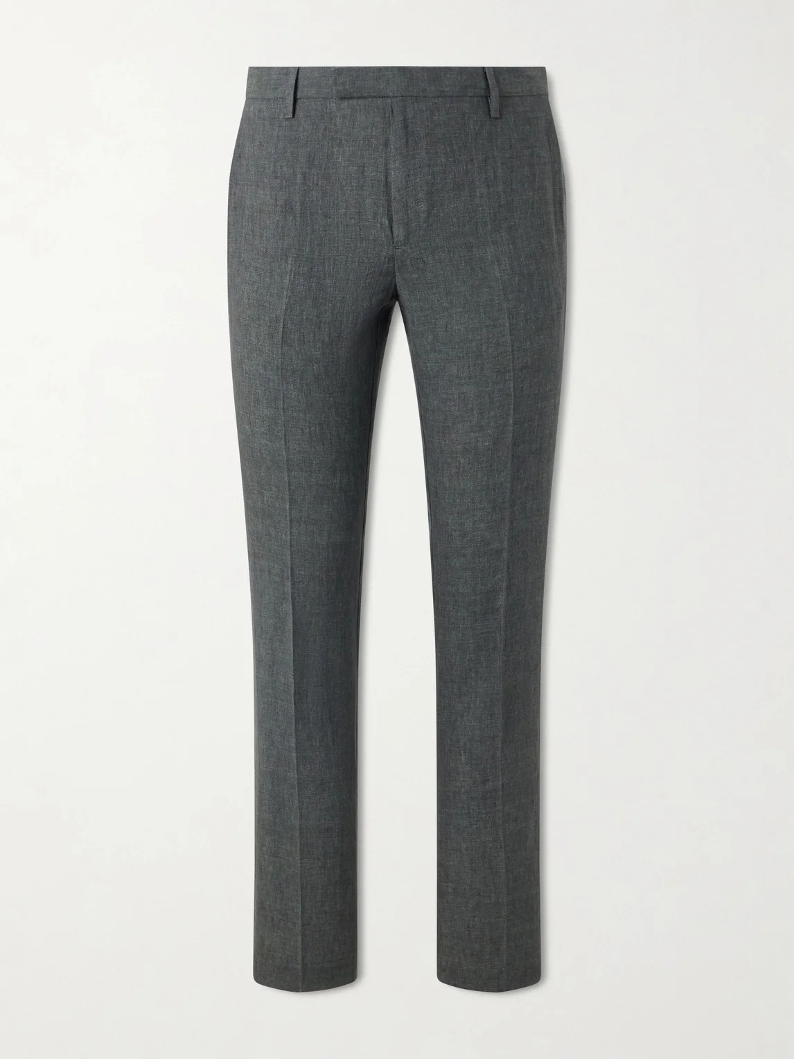 Straight-Leg Pleated Linen Suit Trousers - 1