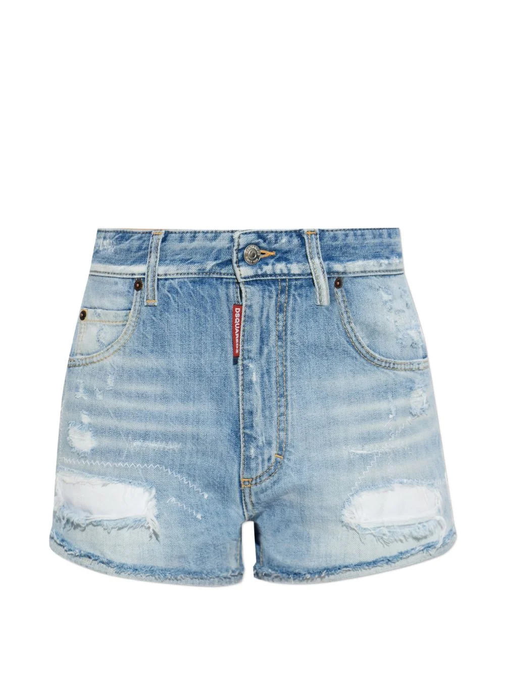 distressed cotton shorts - 1