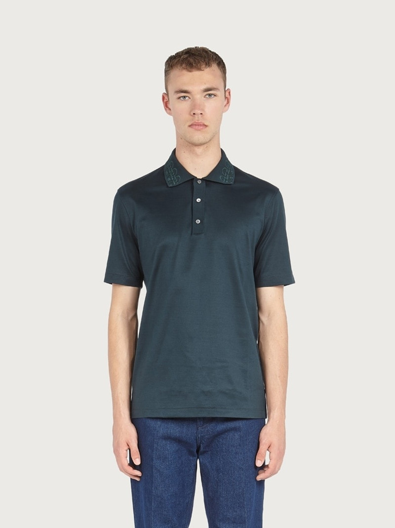 FERRAGAMO POLO WITH EMBROIDERED COLLAR outlook