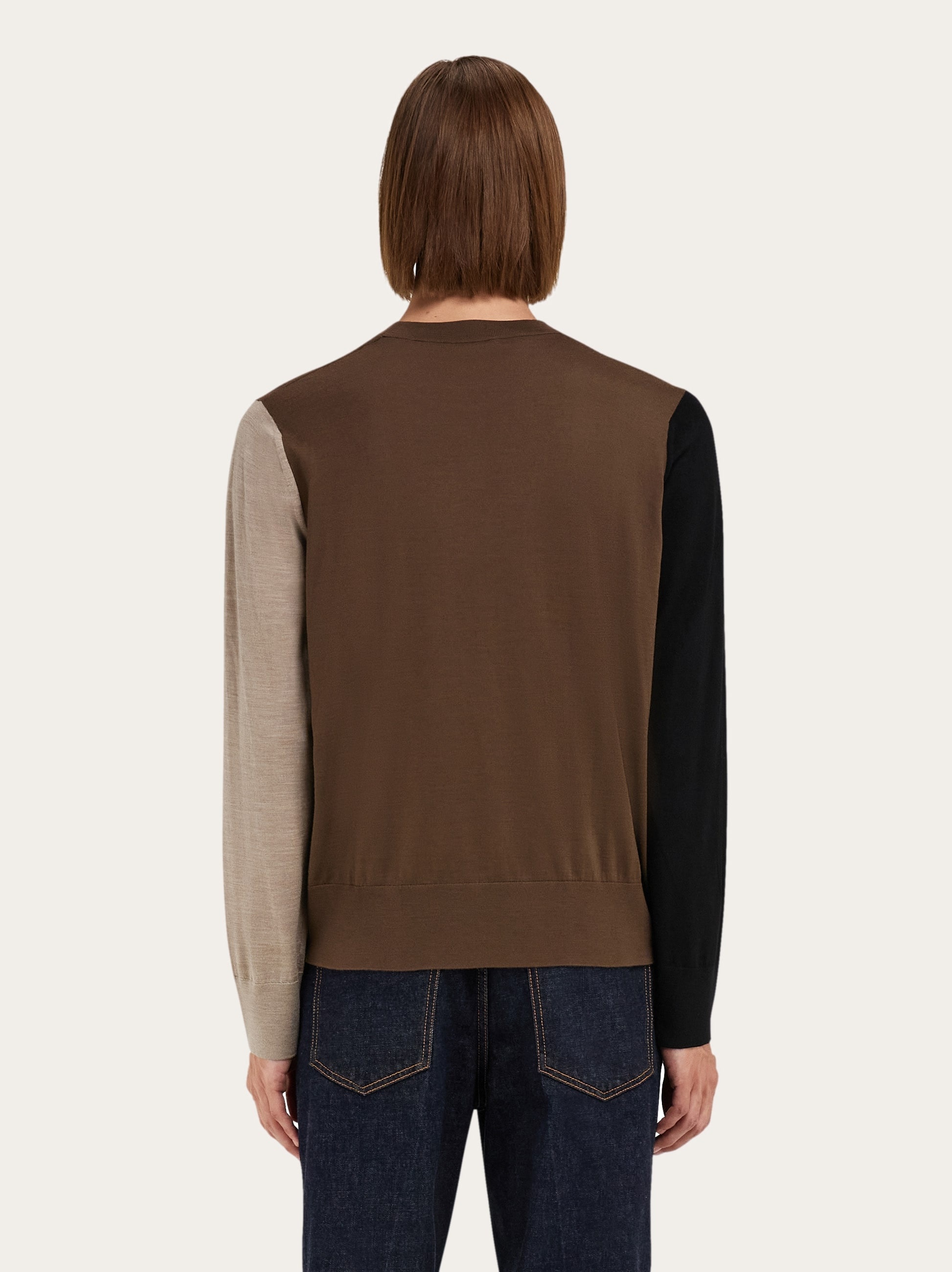 Light pure wool color block sweater - 4