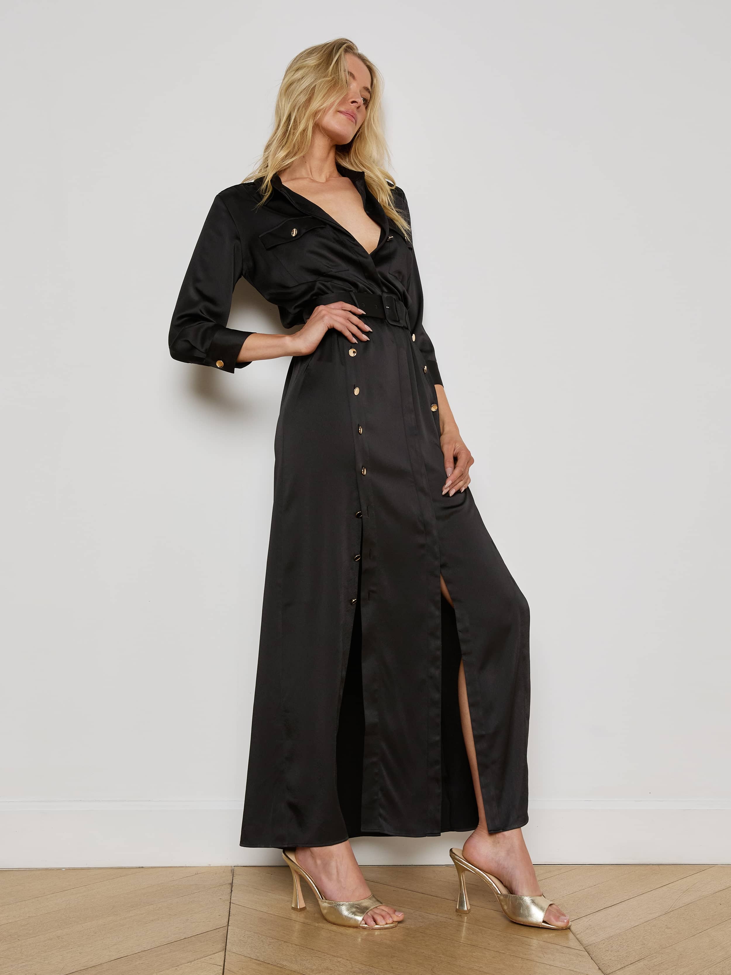 Uriah Satin Maxi Shirt Dress - 7