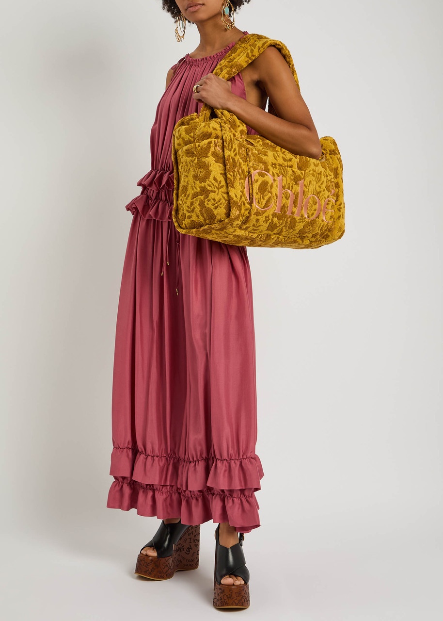 Chloe Plage Large Floral-jacquard Terry Tote - 6