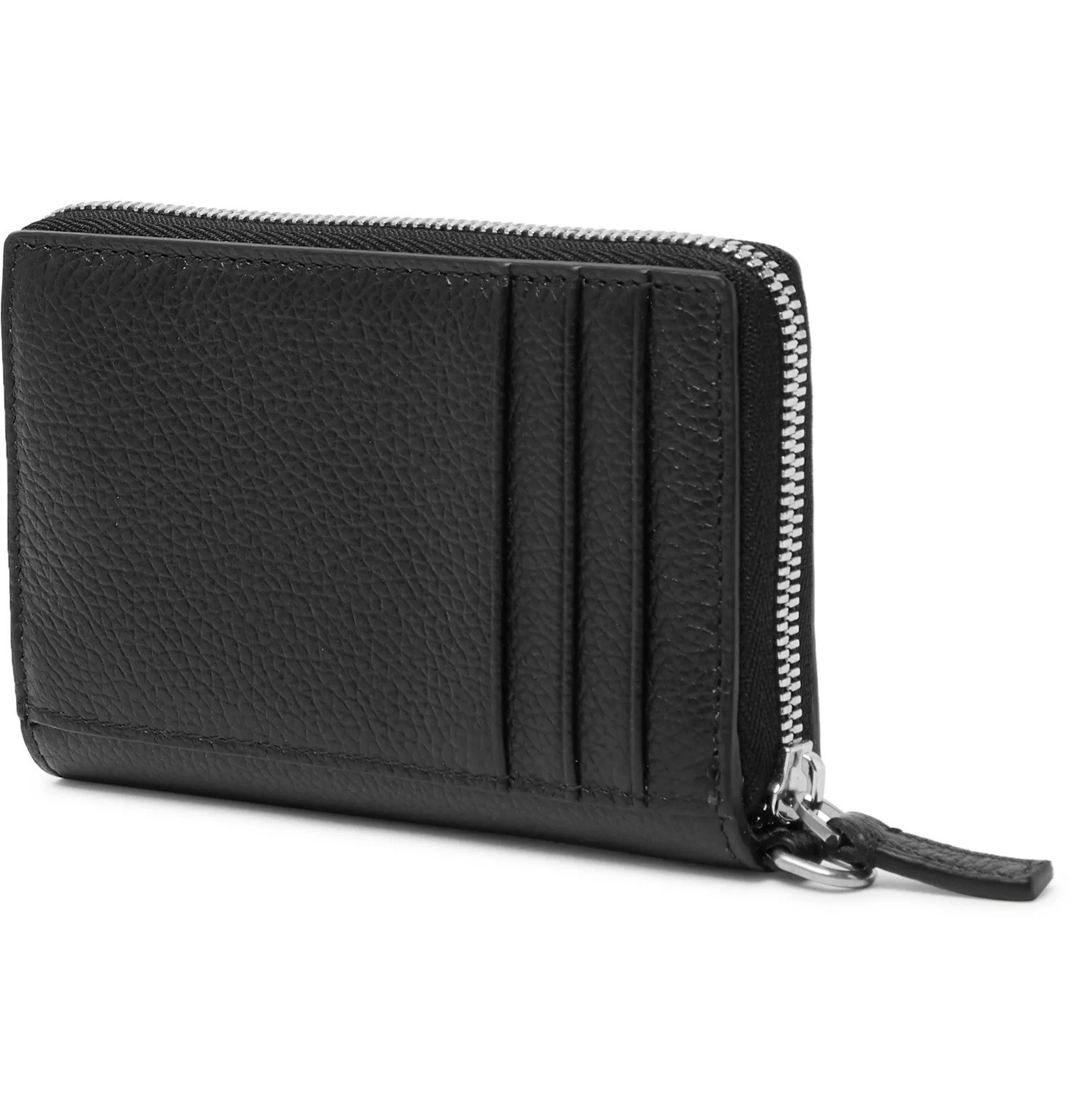 Chain-Embellished Logo-Print Full-Grain Leather Zip-Around Wallet - 3