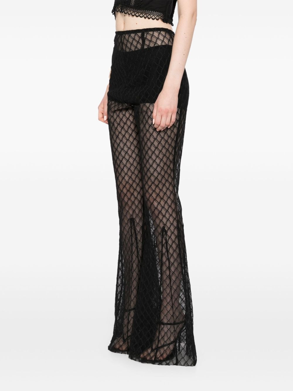 fluted flared trousers - 3