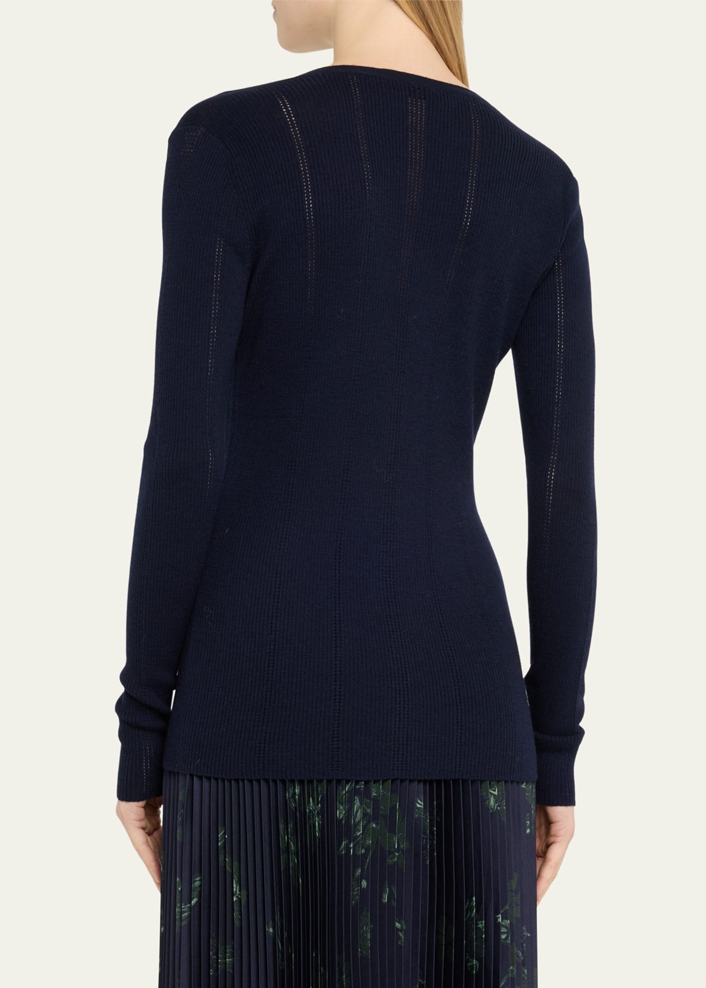 Lillian Slim V-Neck Wool Cardigan - 3